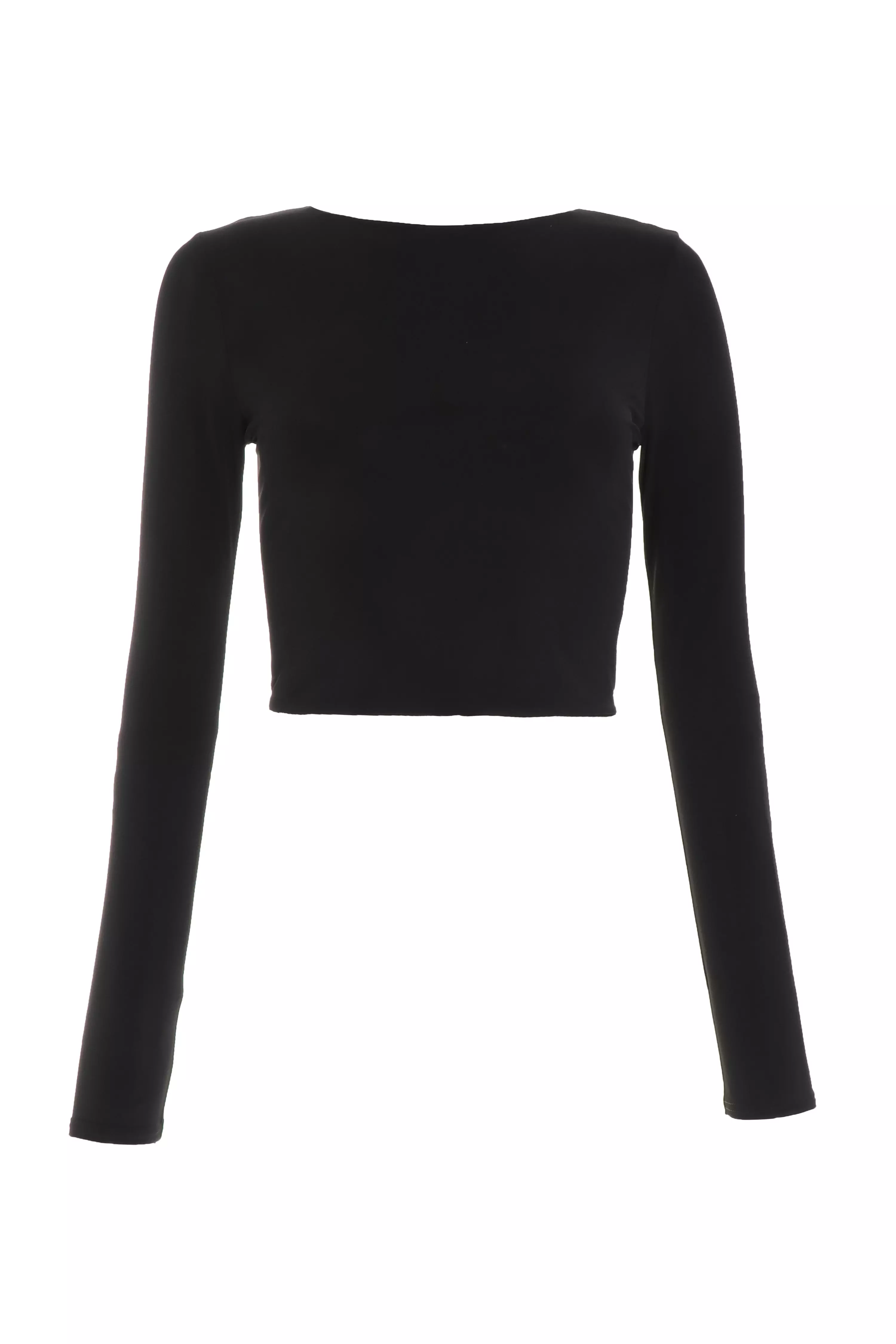 Black Long Sleeve Crop Top