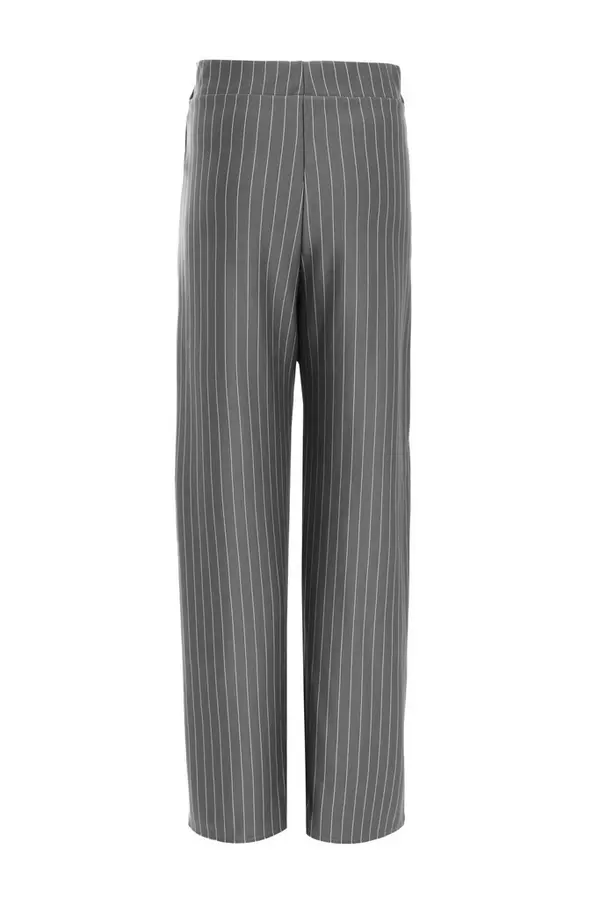 Grey Pinstripe Palazzo Trousers