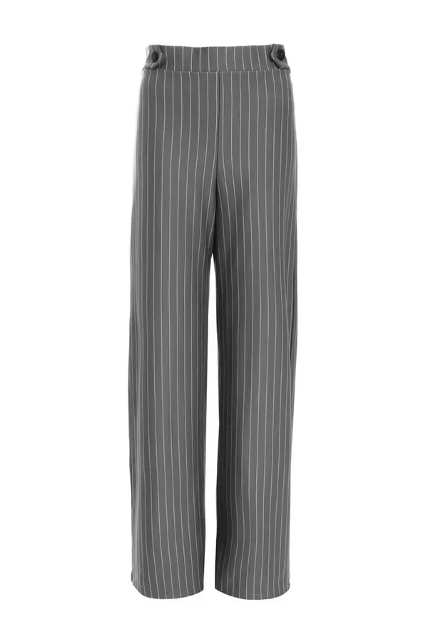 Grey Pinstripe Palazzo Trousers