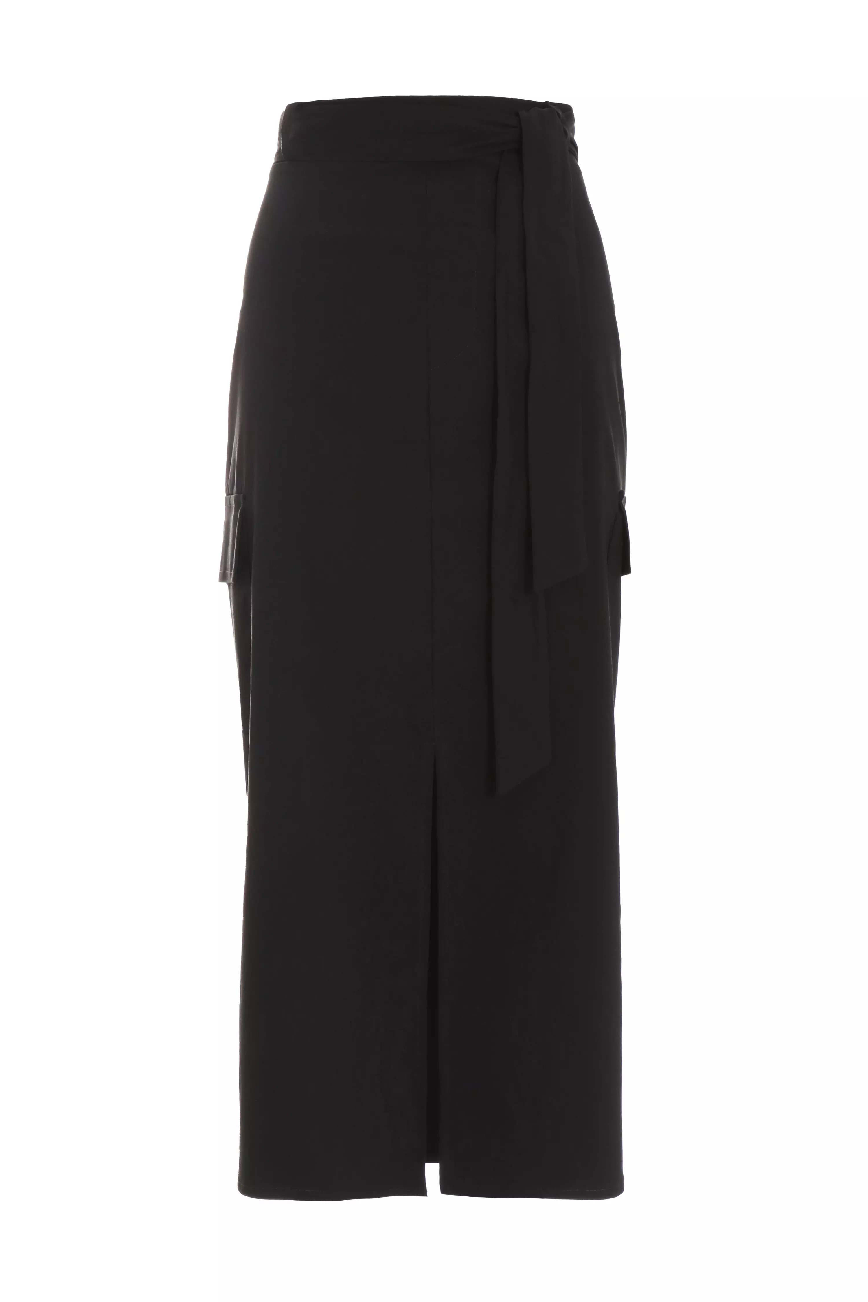 Black Cargo Midi Skirt