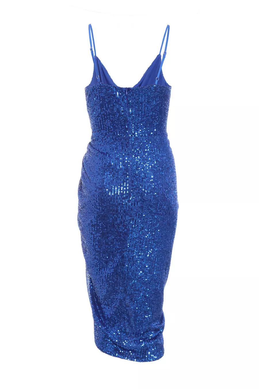 Petite Royal Blue Sequin Ruched Midi Dress QUIZ Clothing