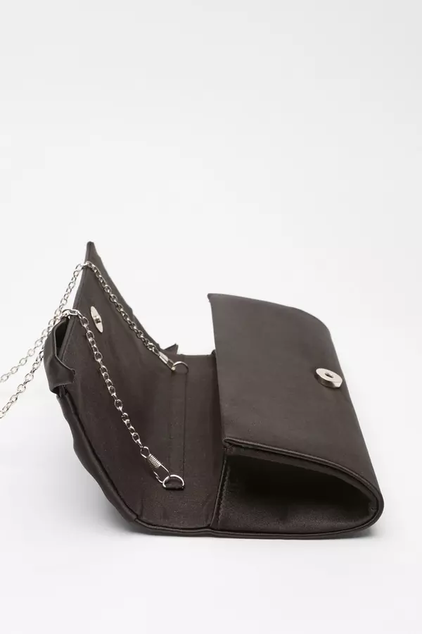 Black Satin Bow Clutch Bag