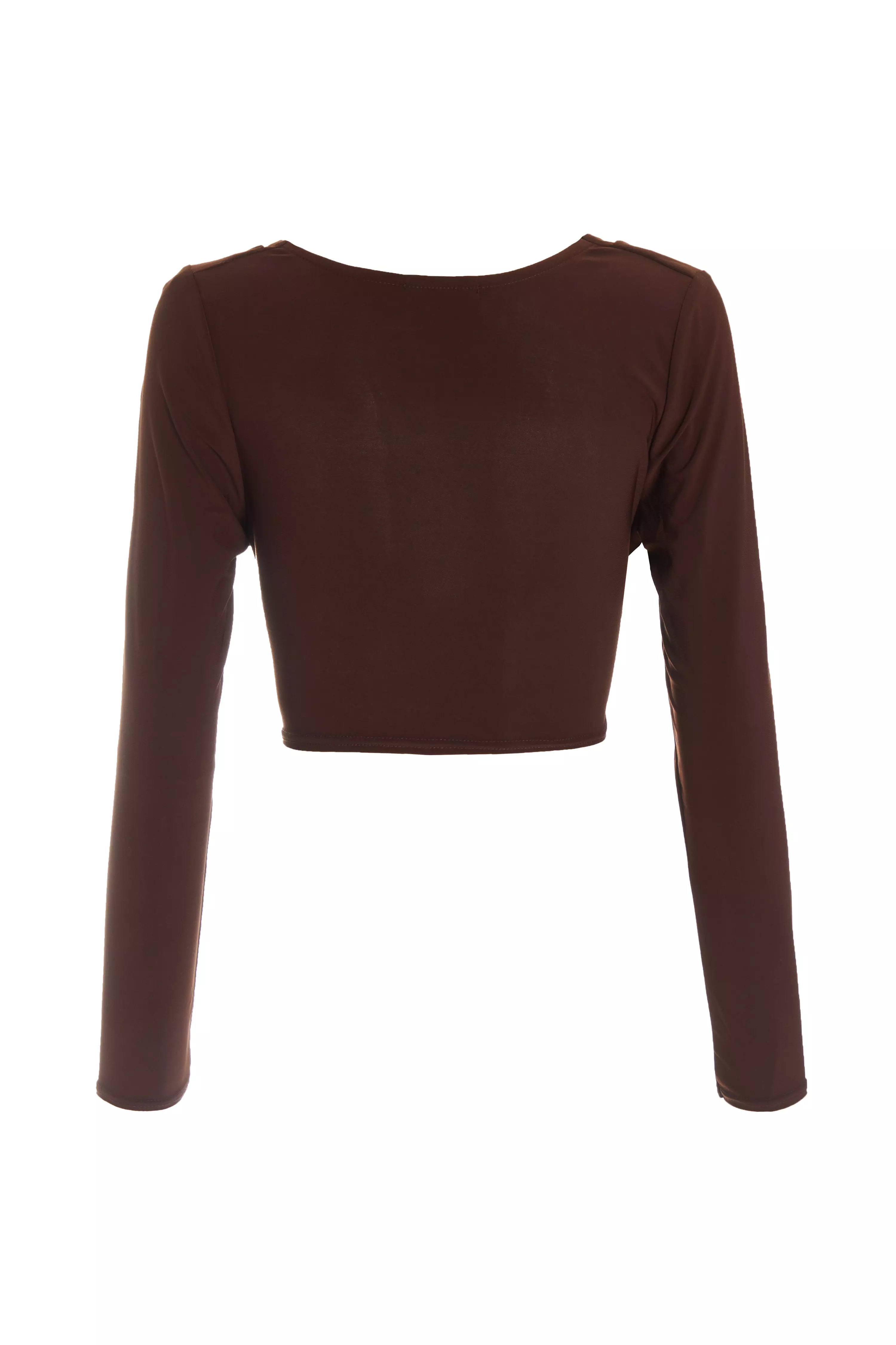 Brown Ruched Cowl Neck Top