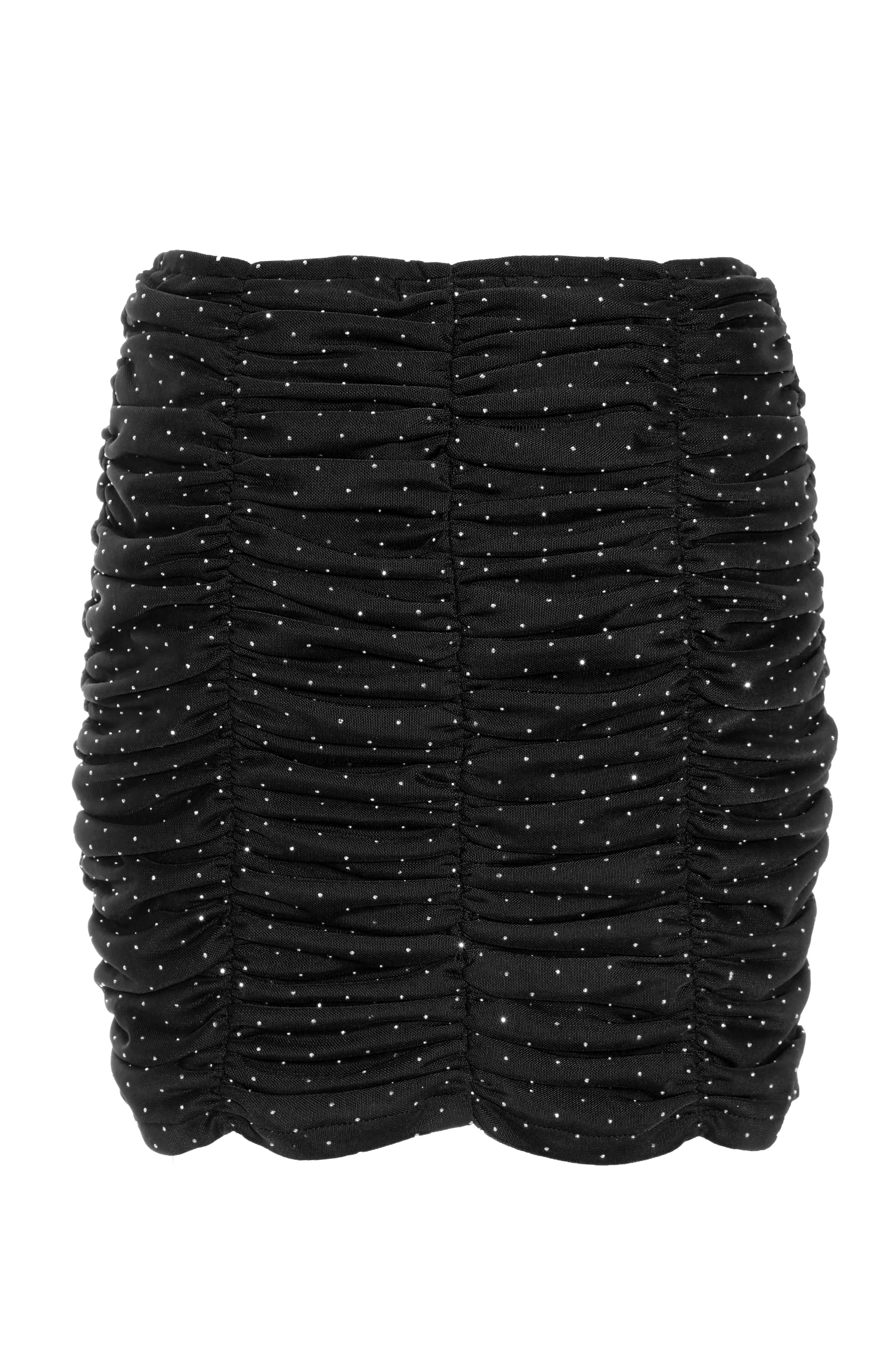 Black Mesh Diamante Mini Skirt