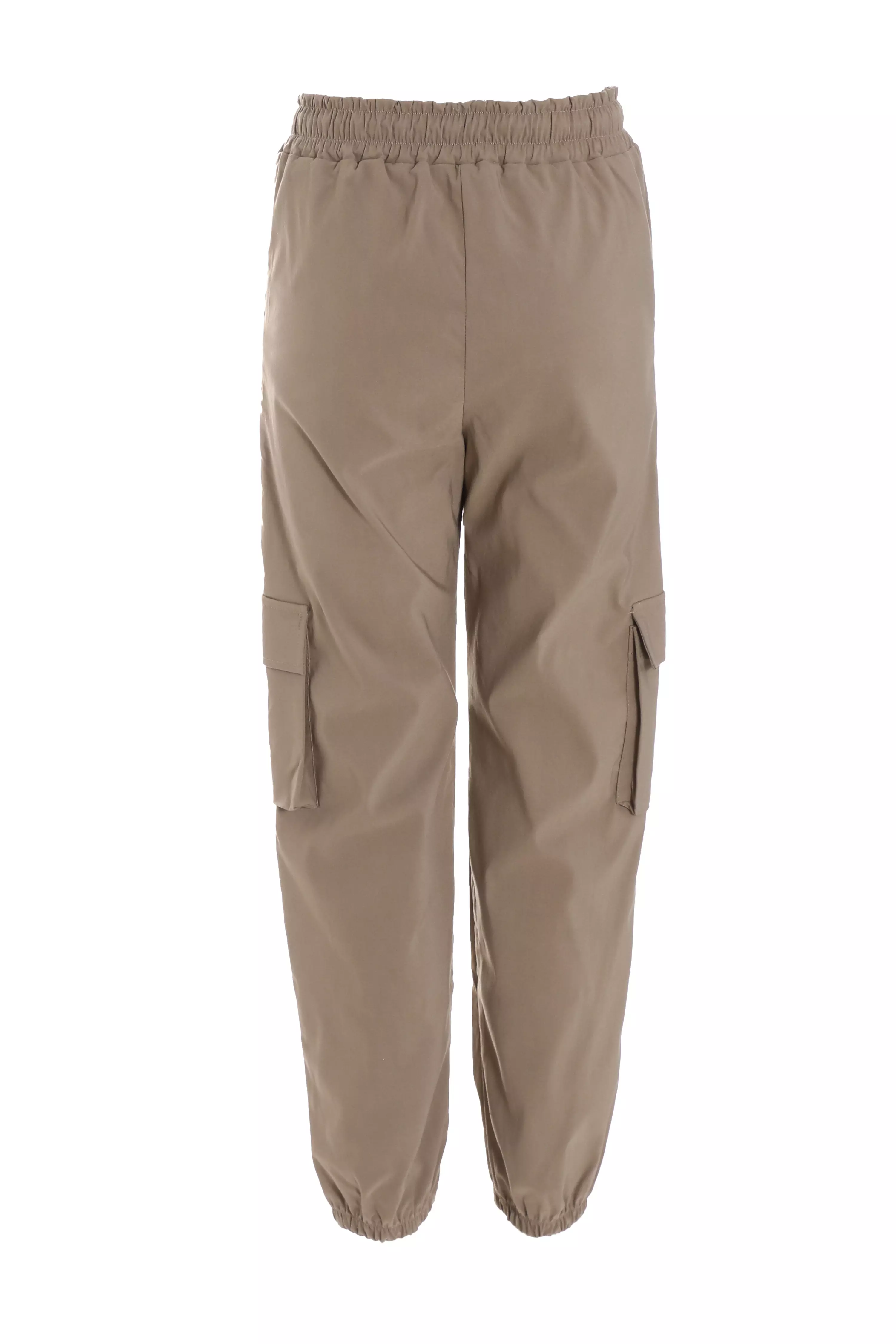 Taupe Tie Waist Cargo Trousers