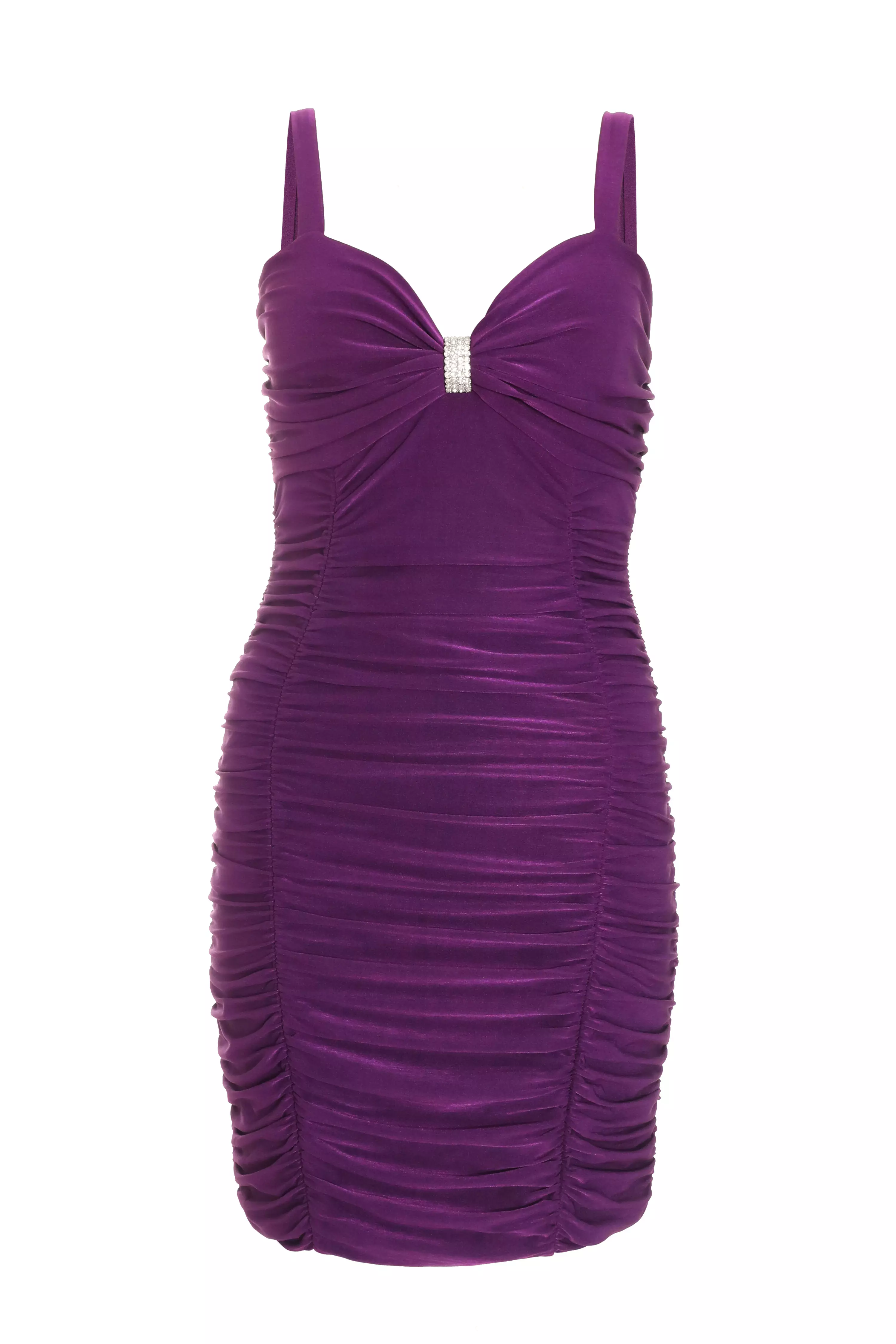 Purple Ruched Mini Dress