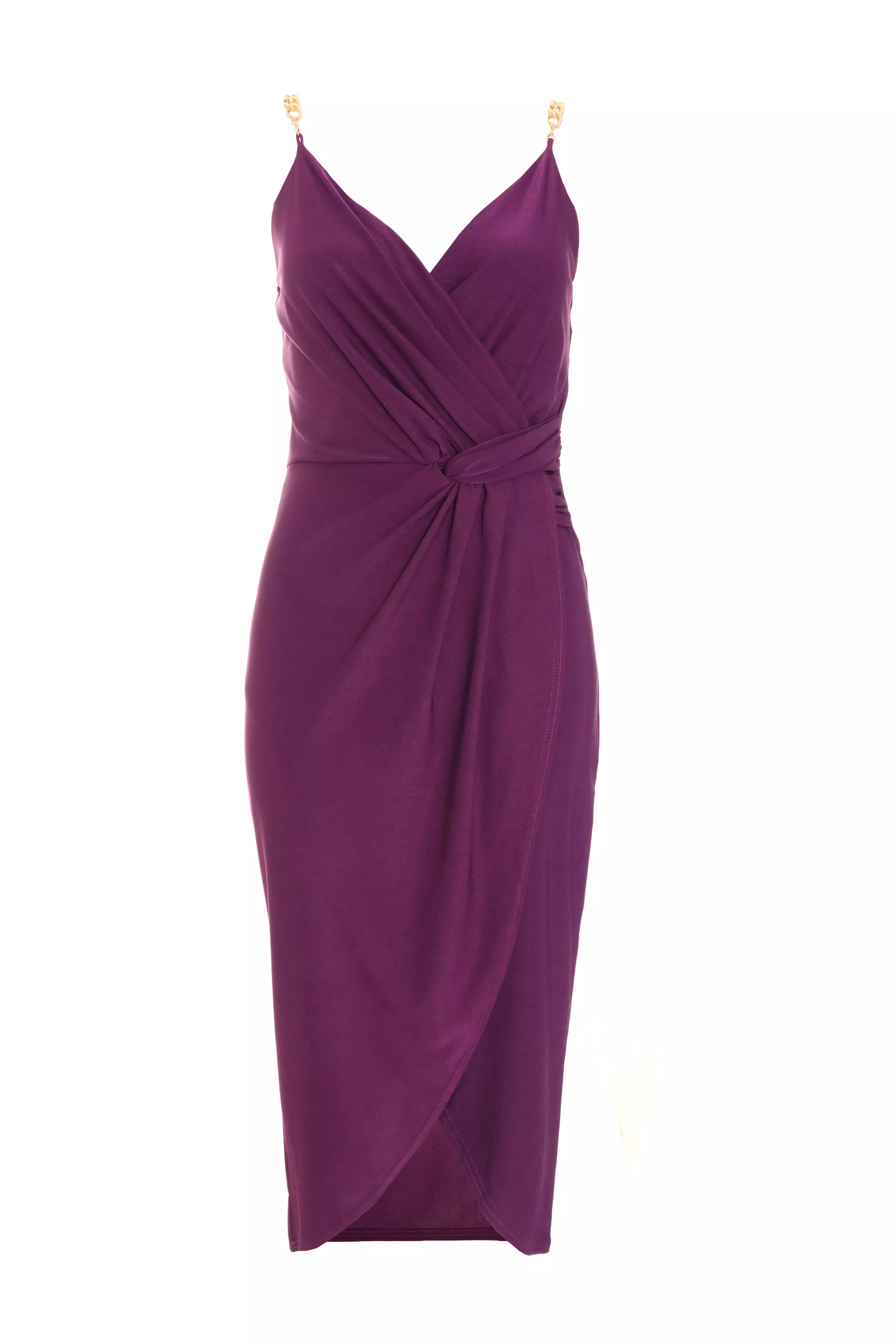 Purple Wrap Midi Dress