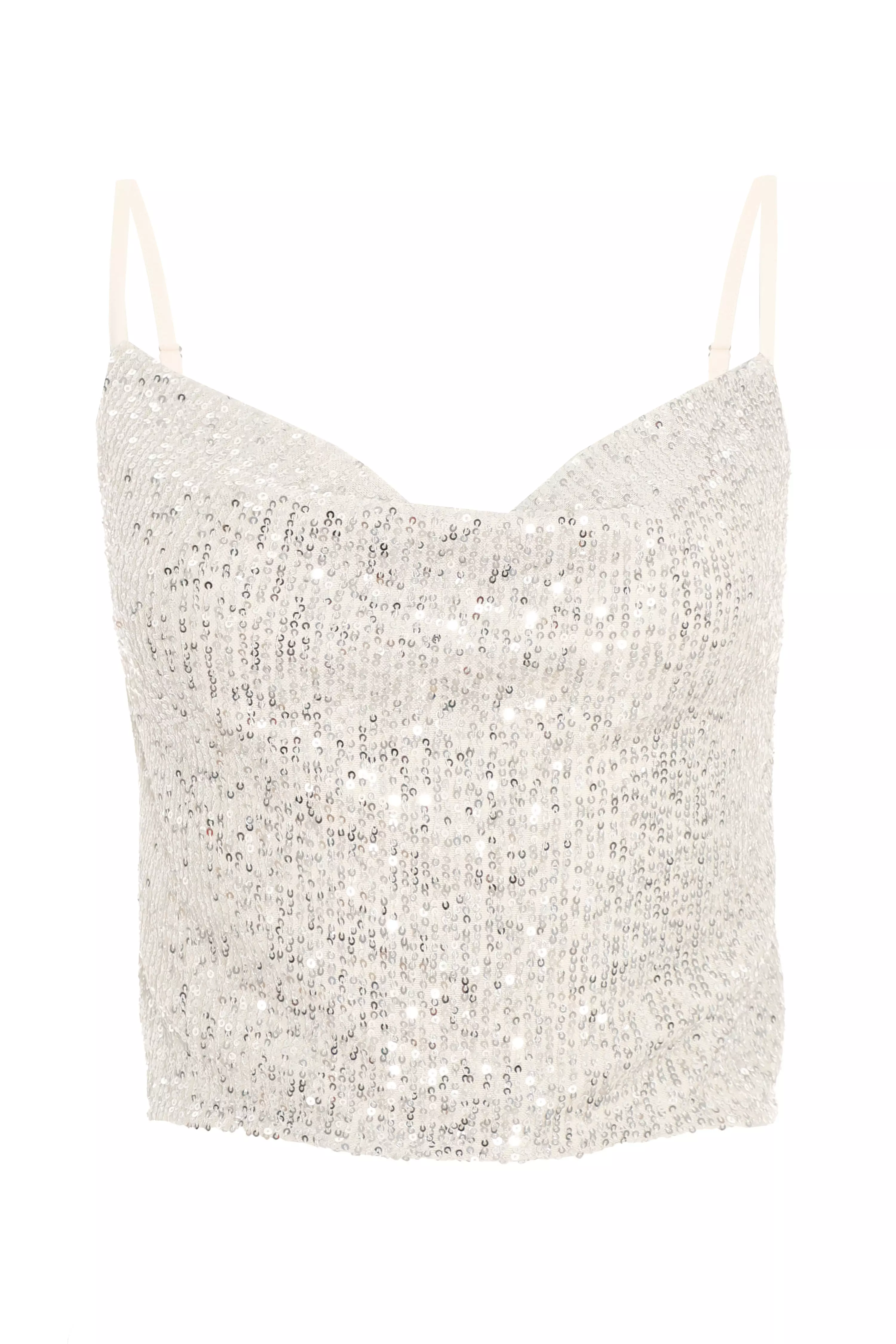 Champagne Sequin Strappy Crop Top