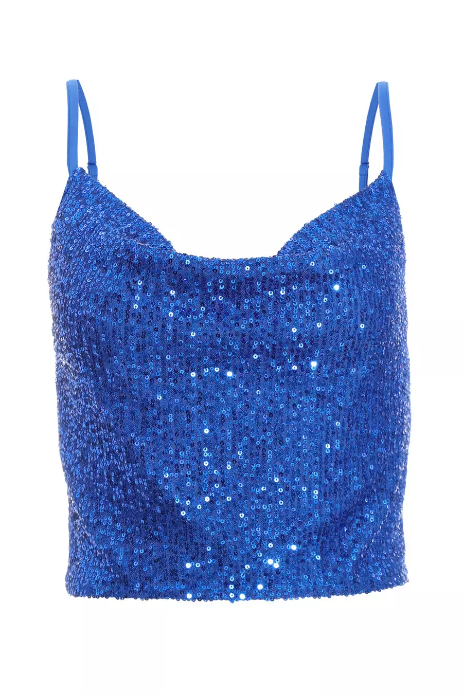 Royal Blue Sequin Strappy Crop Top QUIZ Clothing