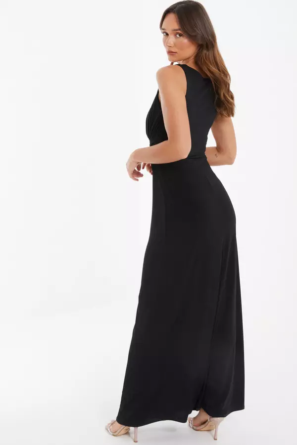 Black Embellished Detail Maxi Dress