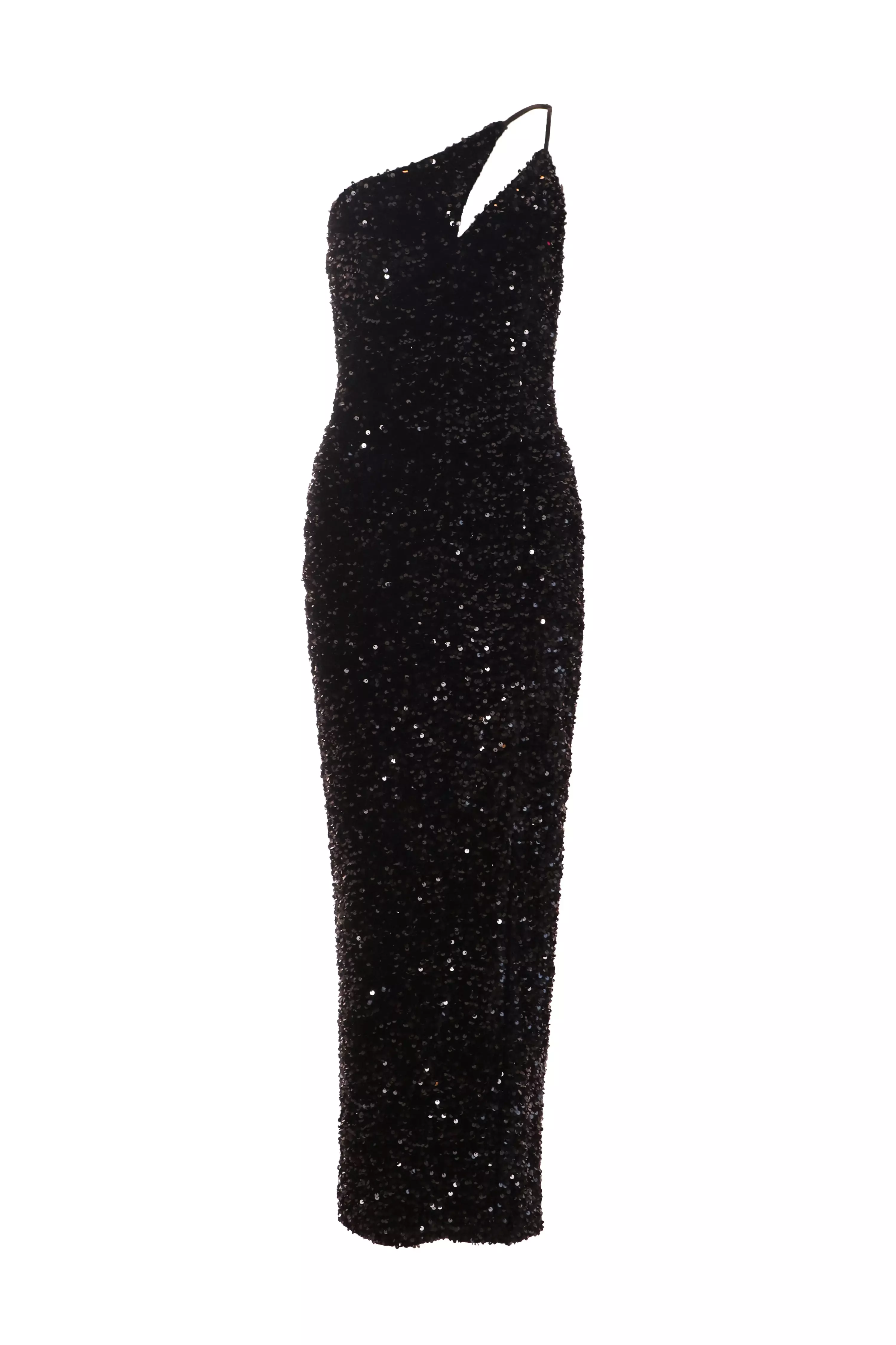 Petite Black Sequin Cut Out Maxi Dress