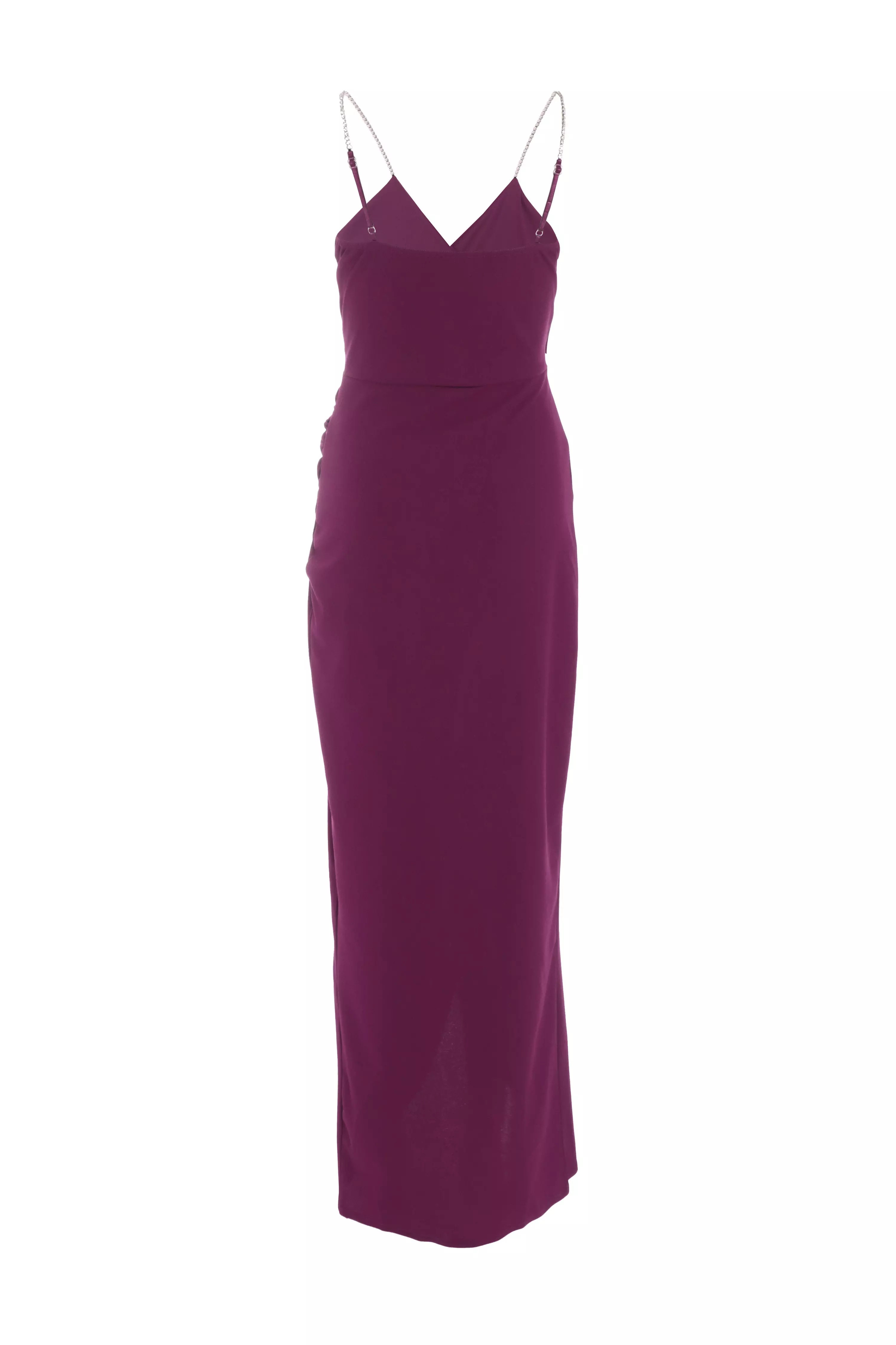 Purple Diamante Wrap Maxi Dress