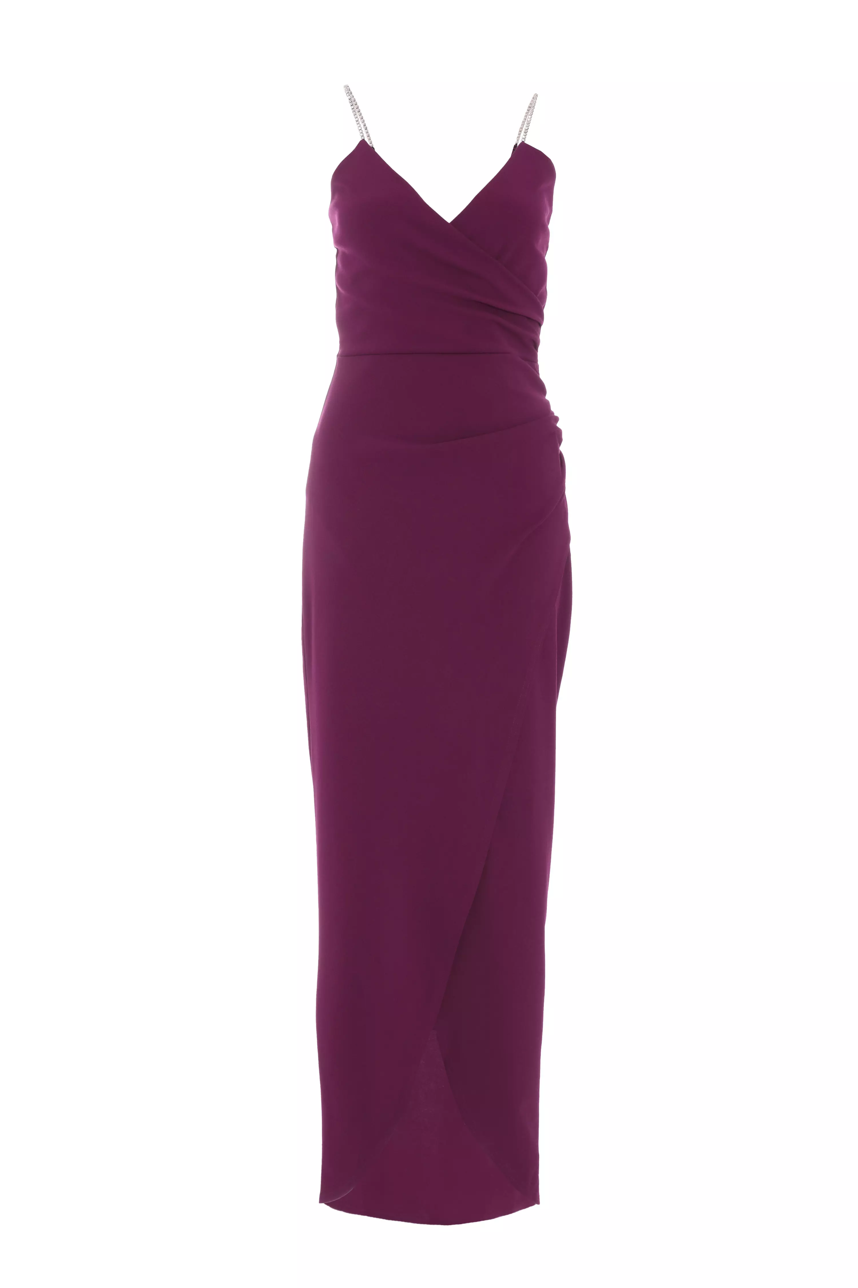 Purple Diamante Wrap Maxi Dress