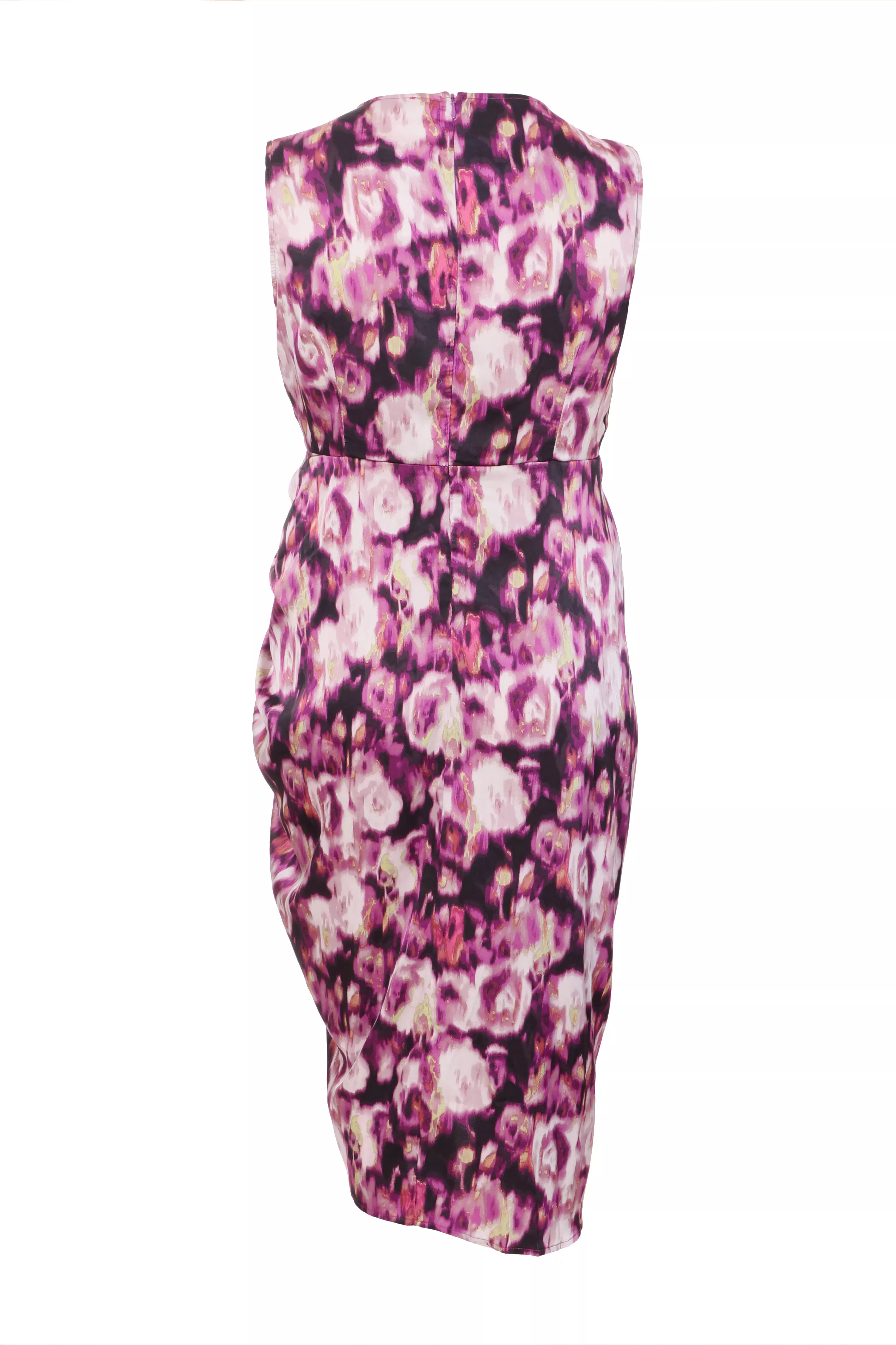 Curve Purple Floral Print Ruched Midi Dress