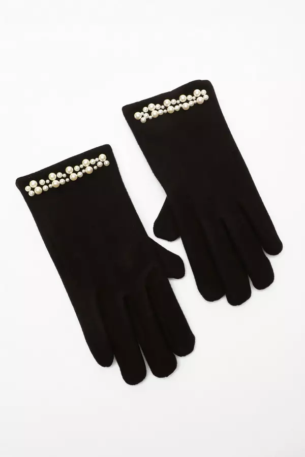 Black Pearl Embellished Gloves