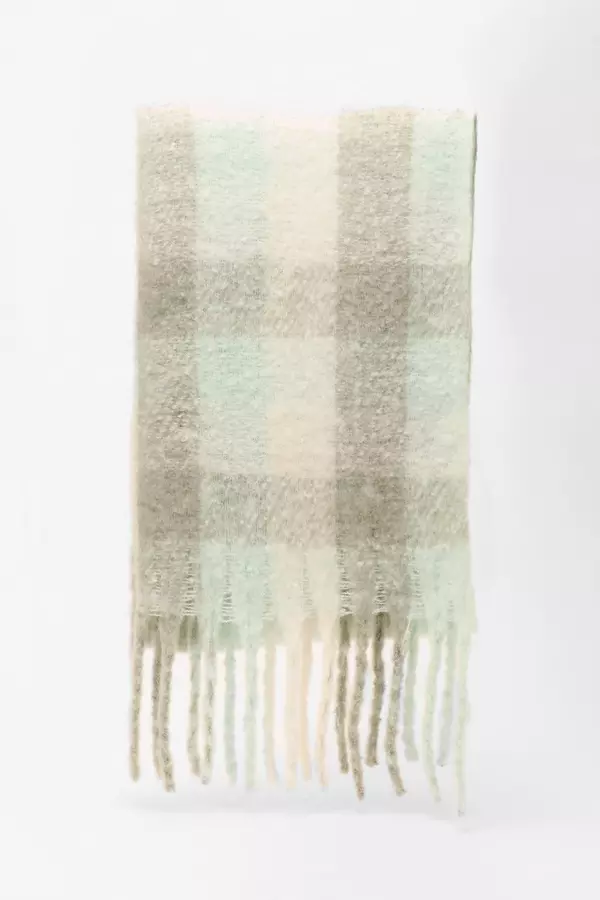 Green Checked Knit Scarf