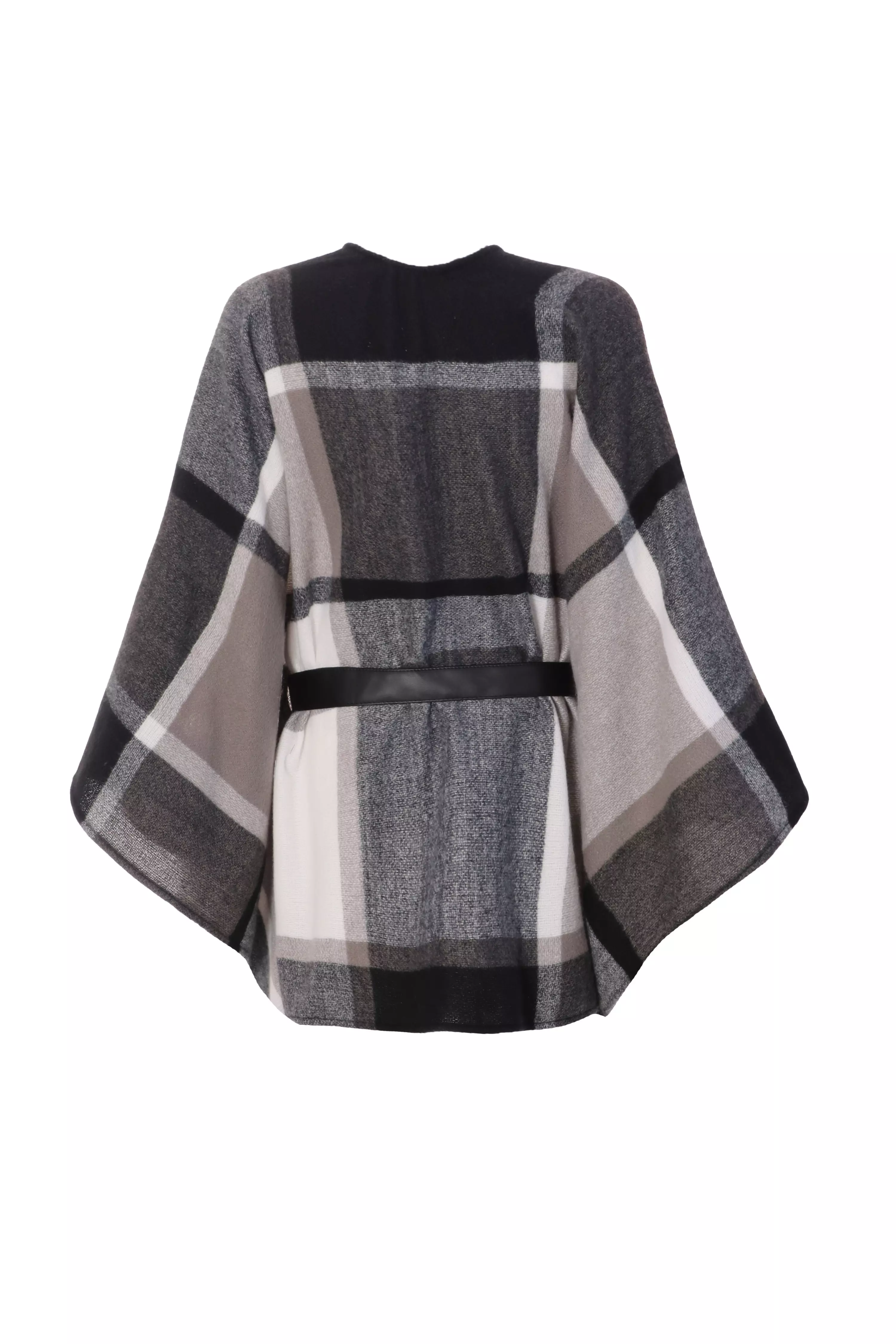 Grey Check Print Cape