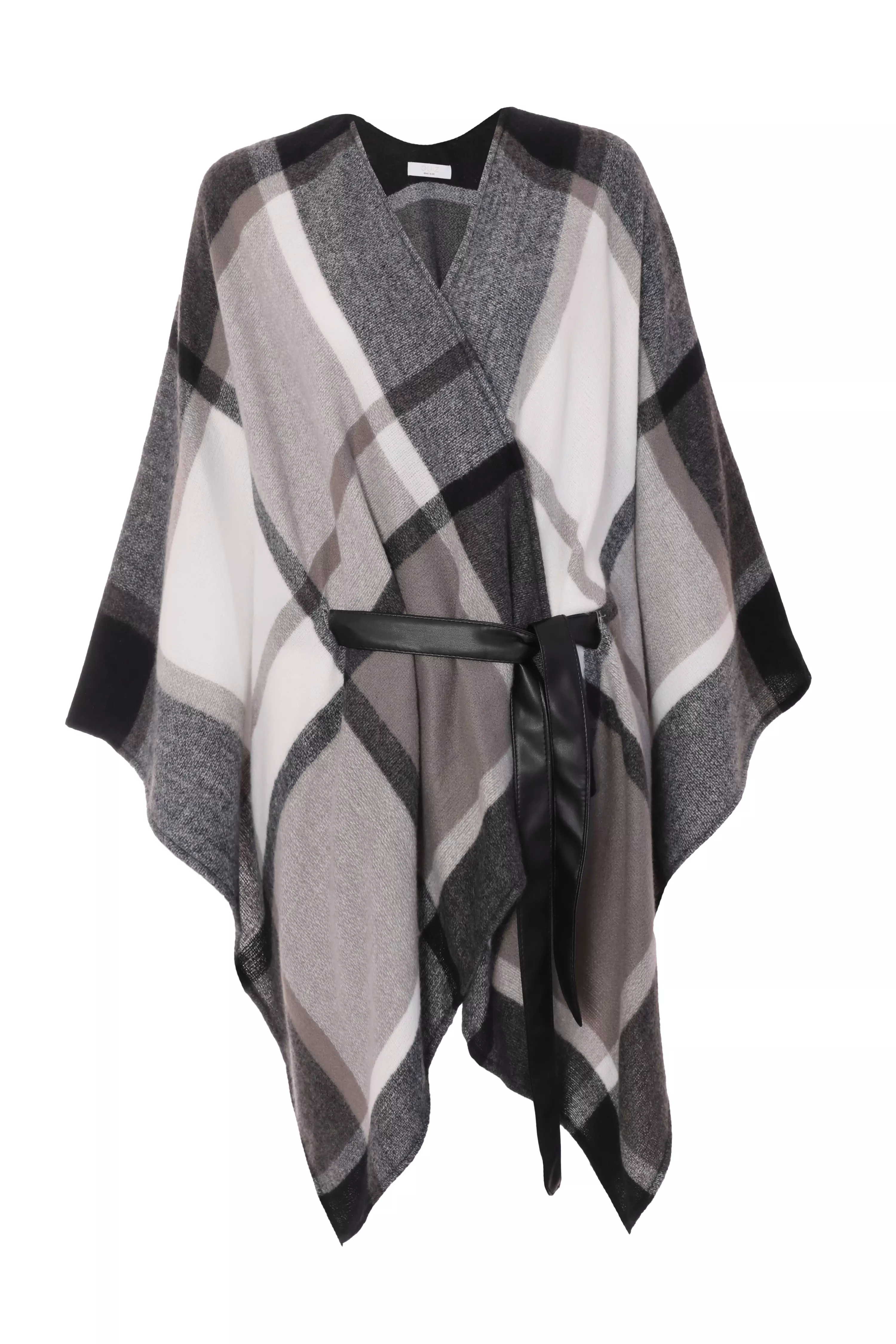 Grey Check Print Cape