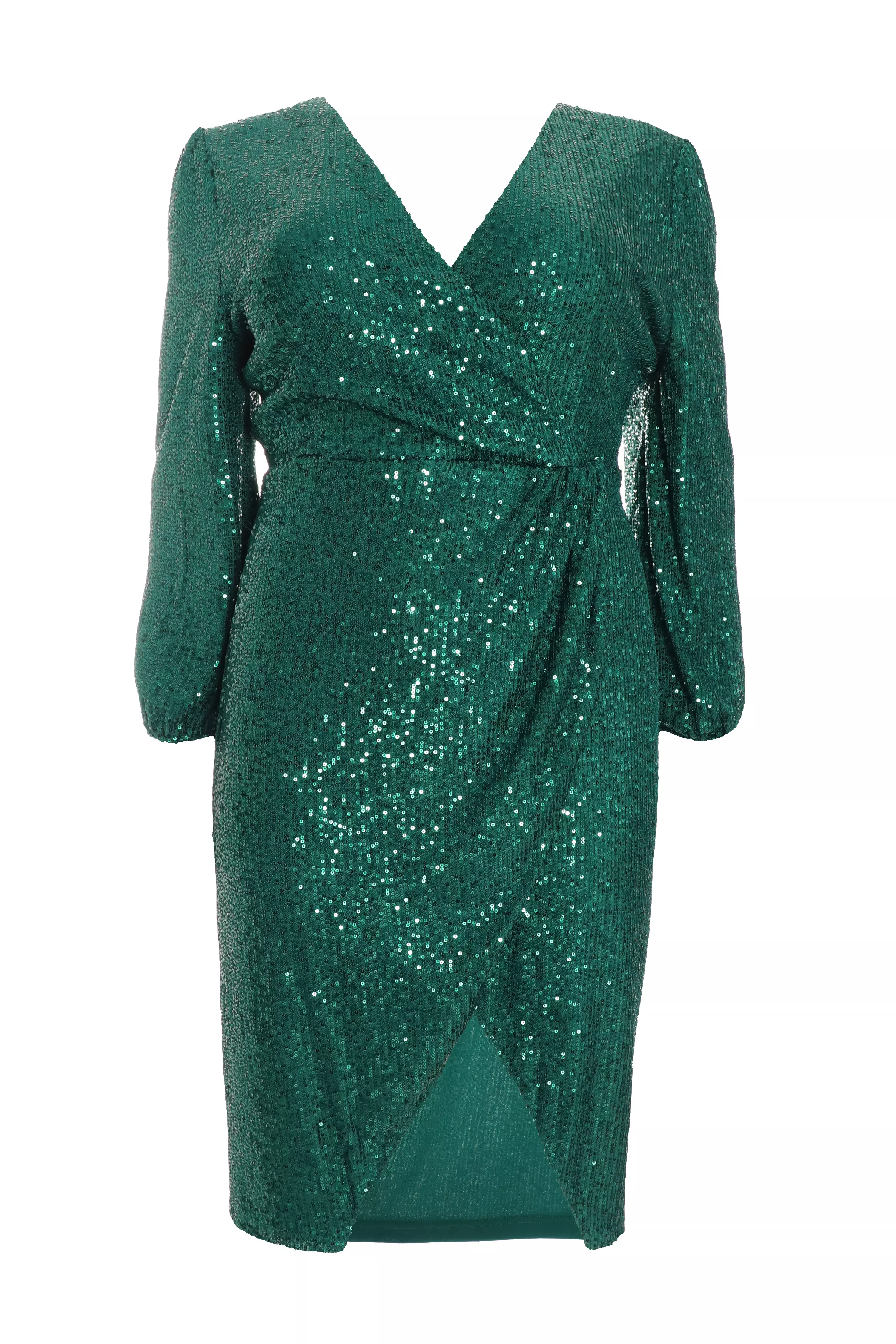 Curve Bottle Green Sequin Midi Dress