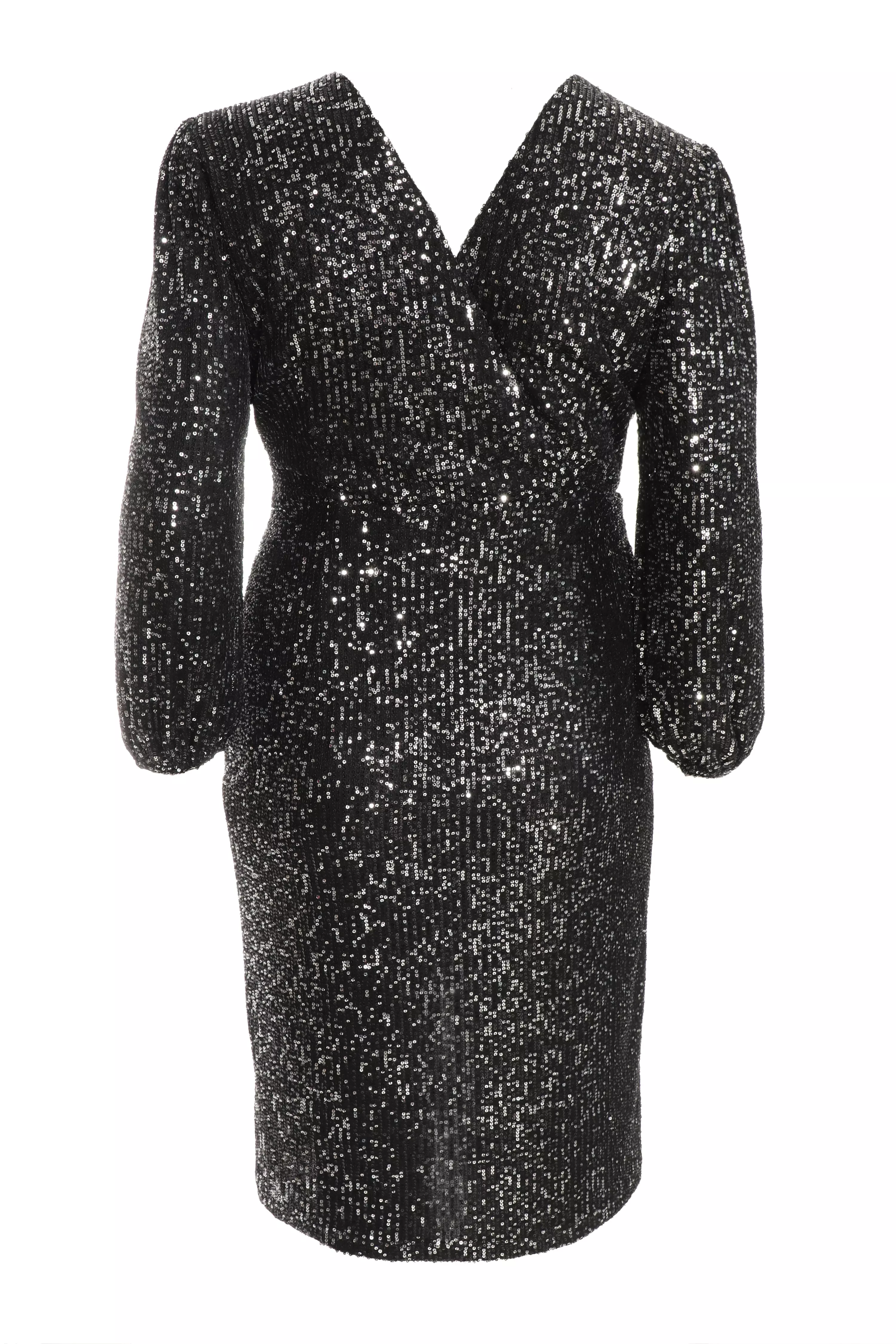 Curve Black Sequin Midi Dress