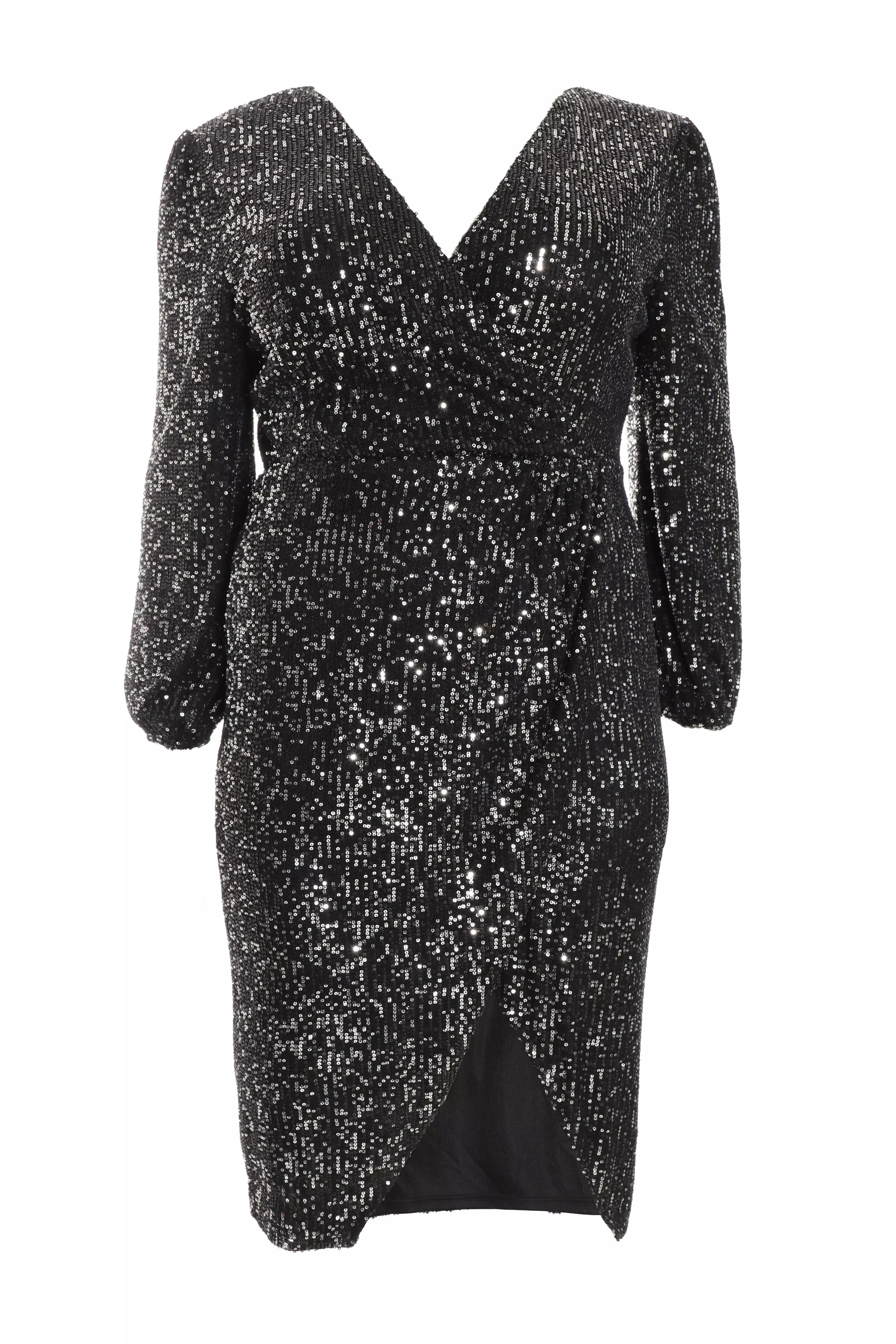 Curve Black Sequin Midi Dress