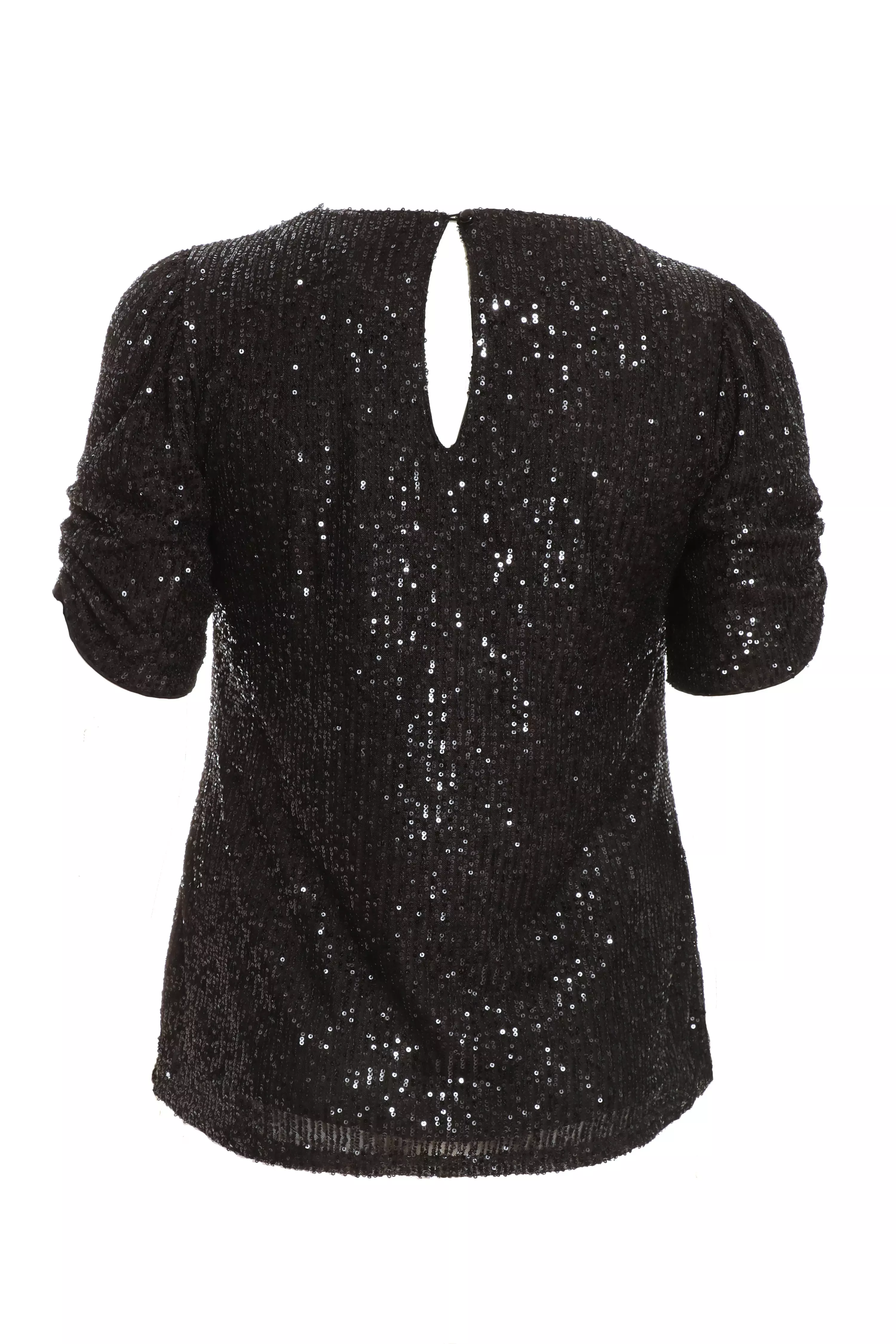 Curve Black Sequin Boxy Top