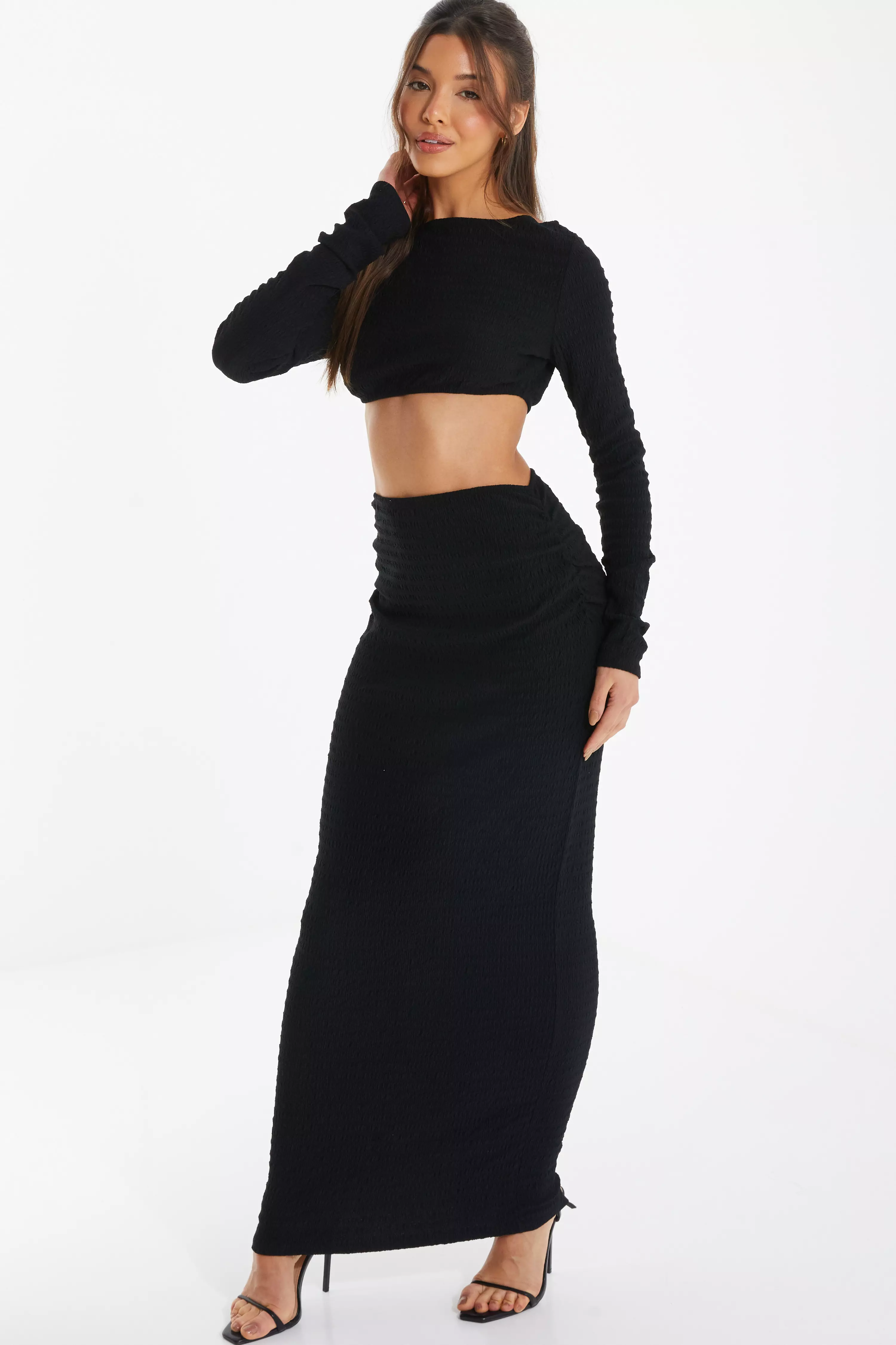 Black Textured Crop Top