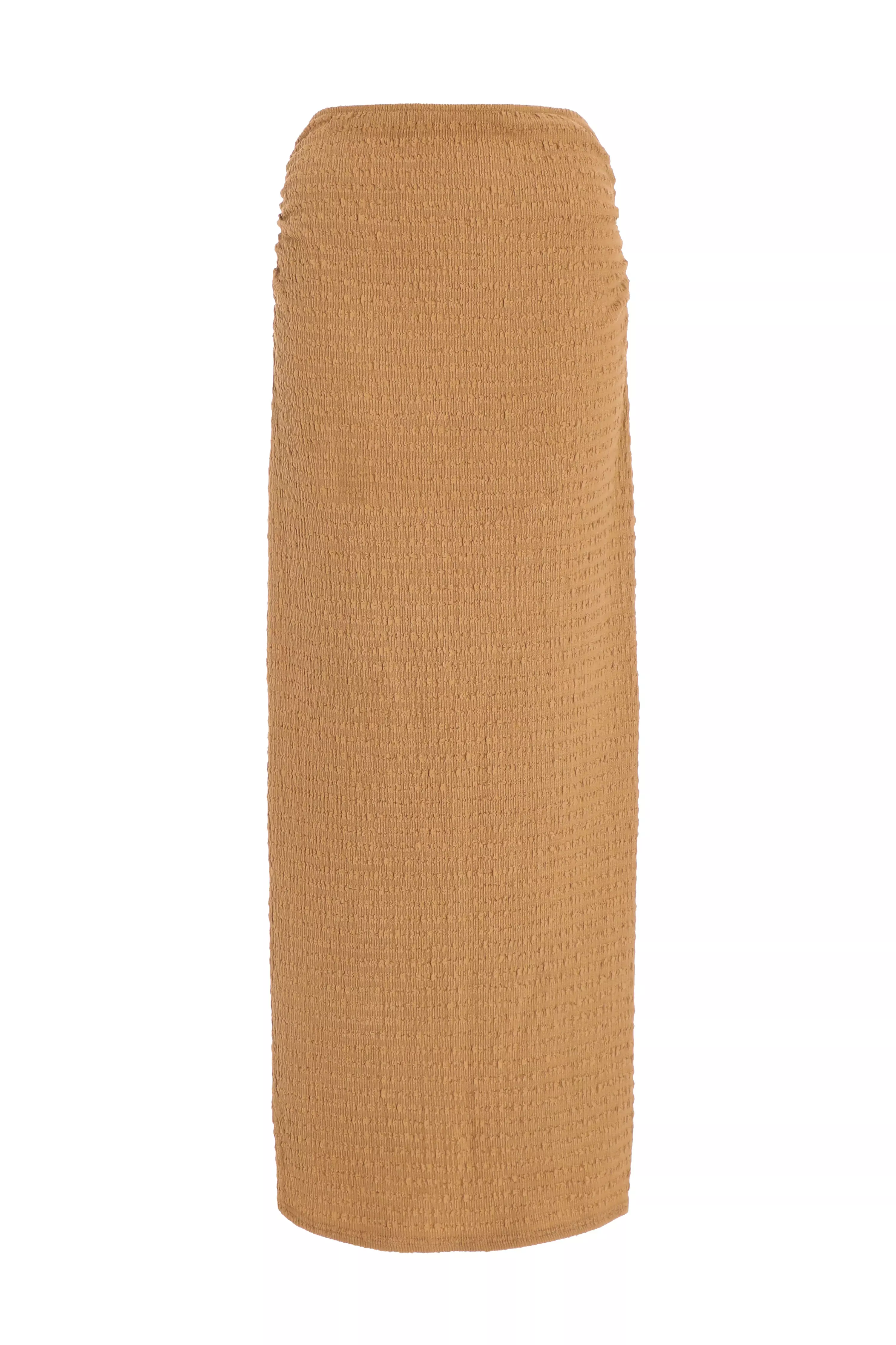 Camel Textured Maxi Skirt