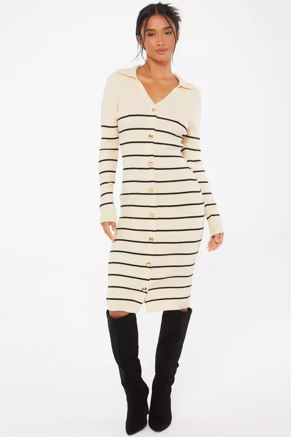 Stone Stripe Knitted Midi Dress