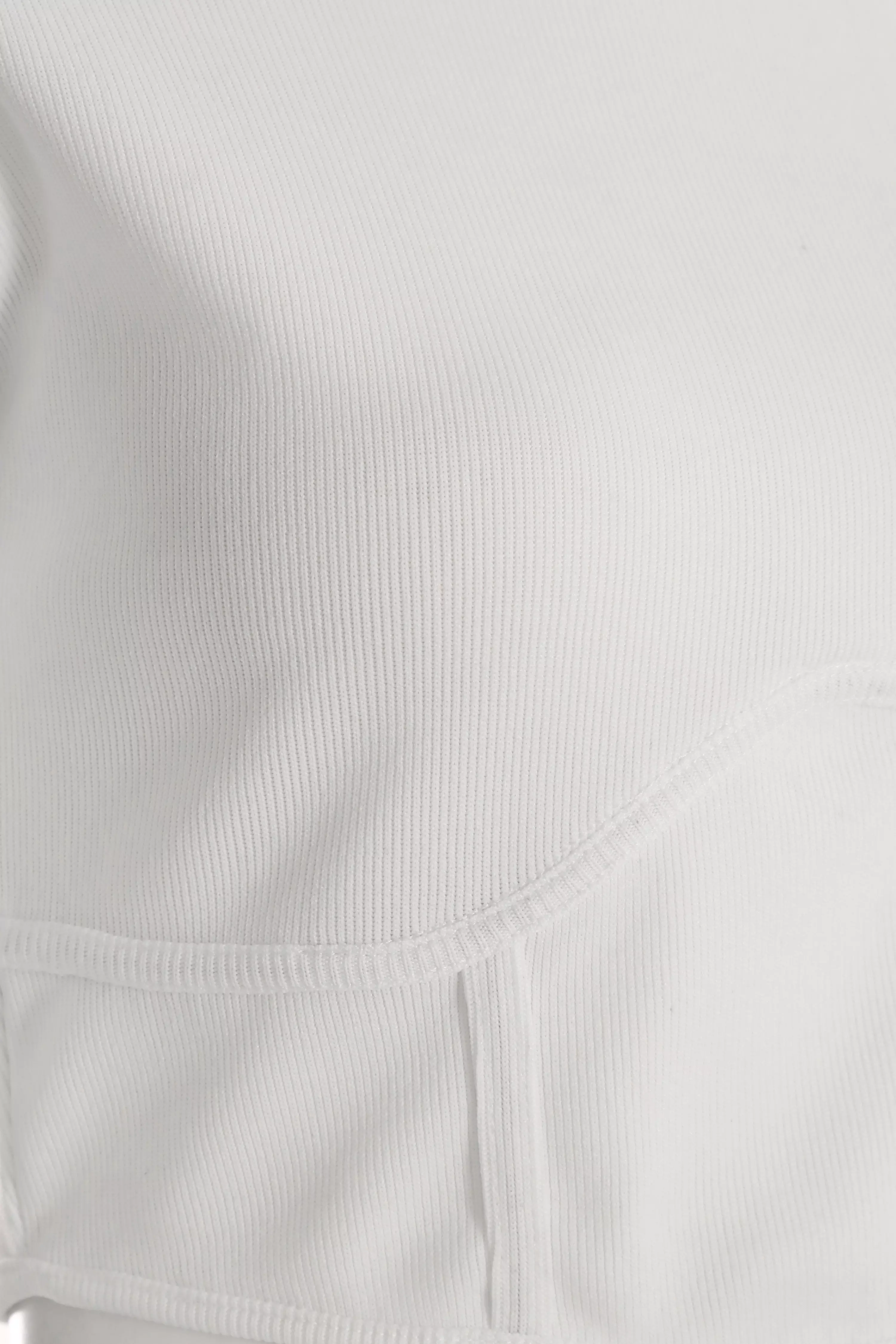 Plus Cream Rib Corset Detail Long Sleeve Top