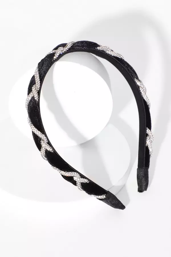 Black Diamante Twist Headband