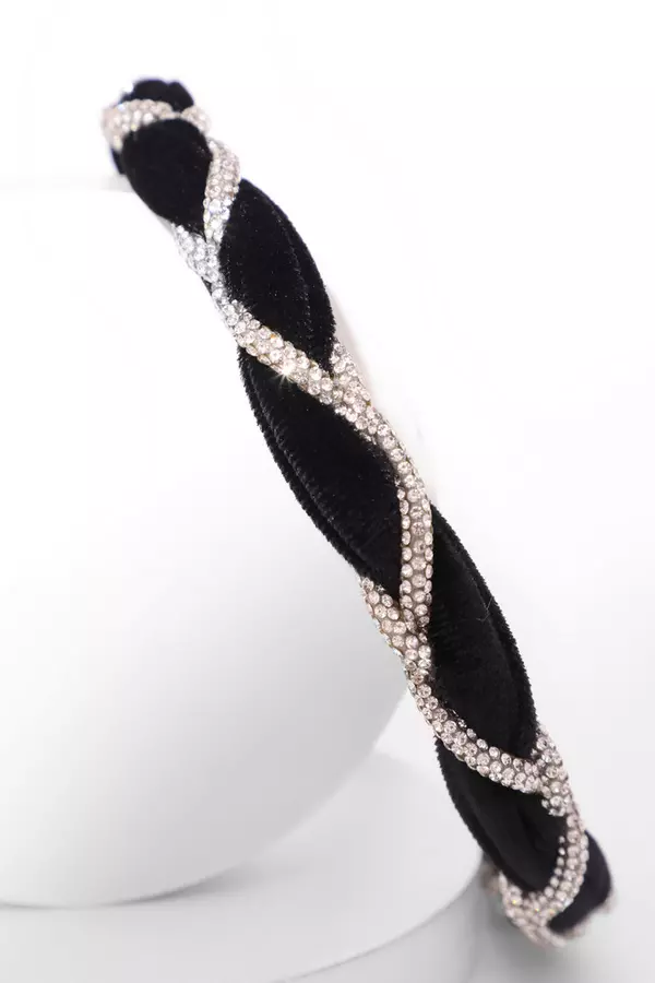 Black Diamante Twist Headband