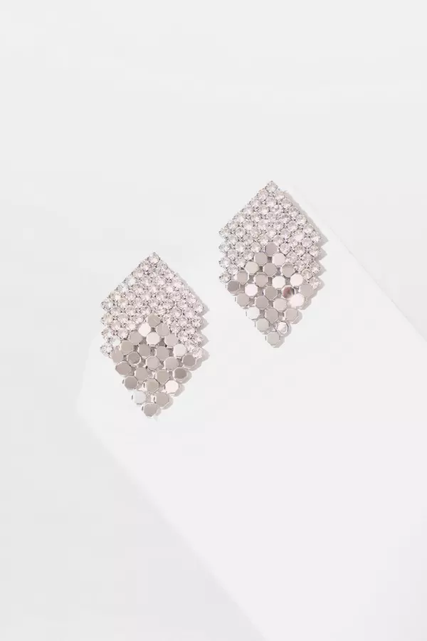 Silver Small Chainmail Drop Earrings