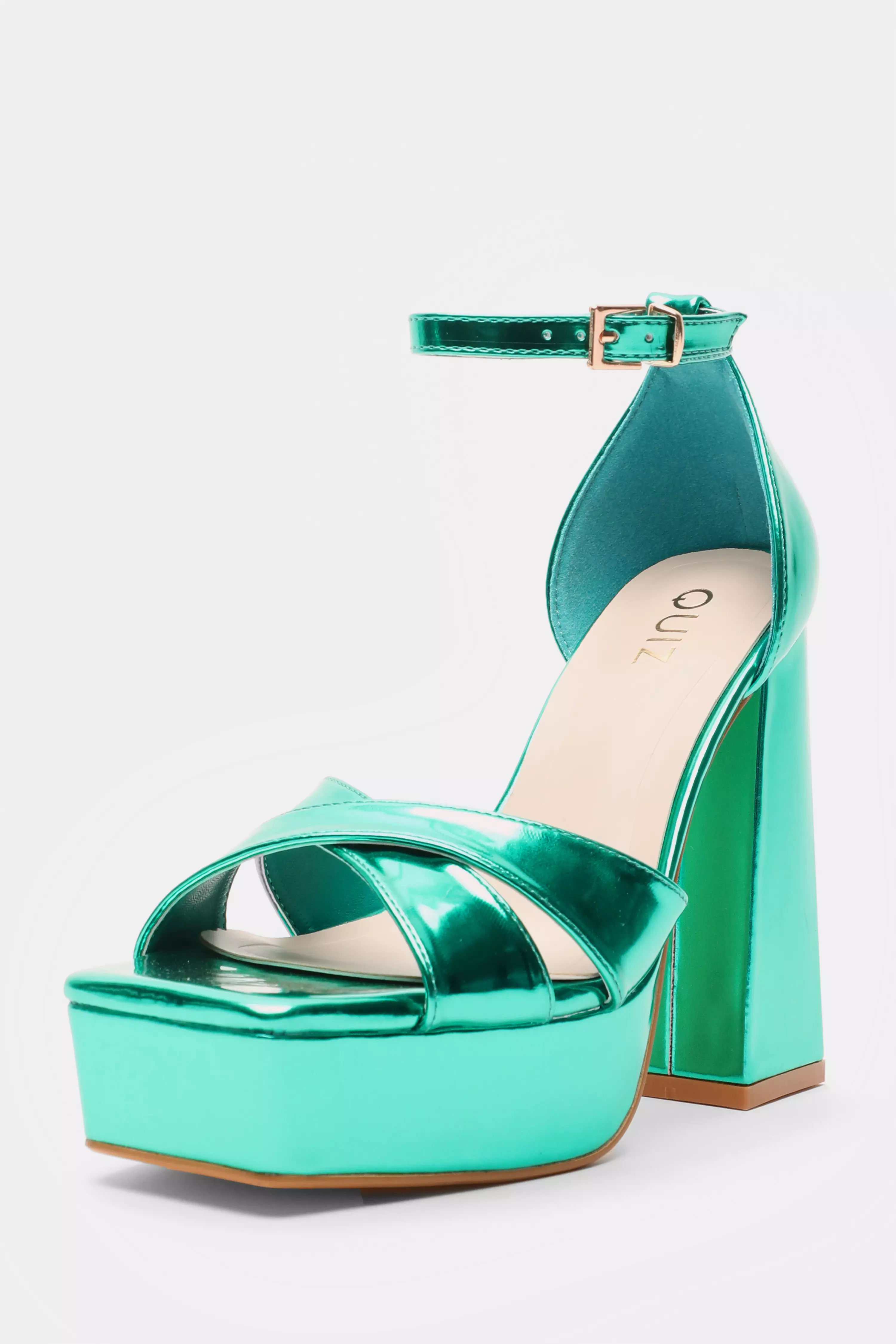 Green Mirrored Platform Heels