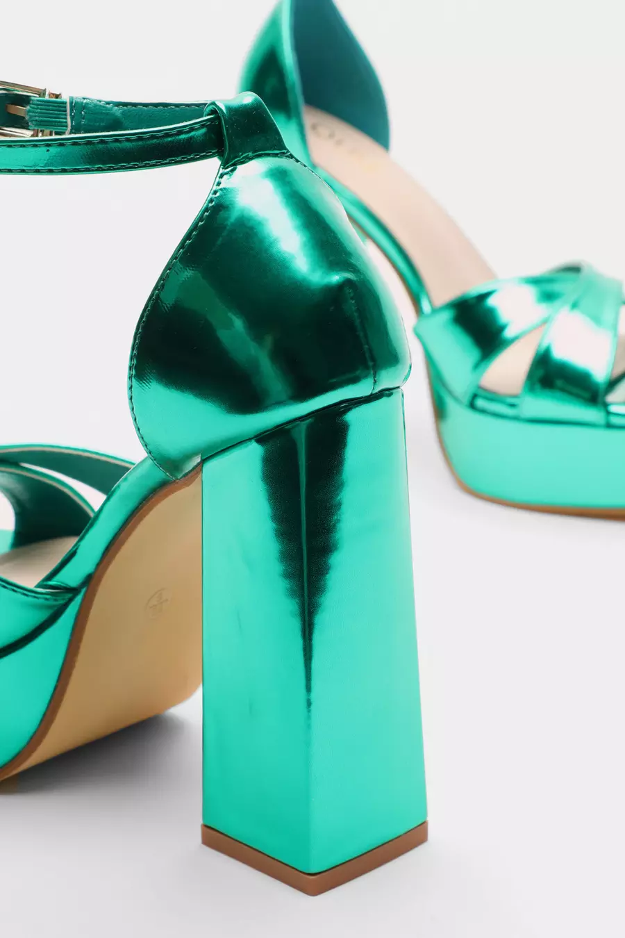 Green Mirrored Platform Heels QUIZ Clothing