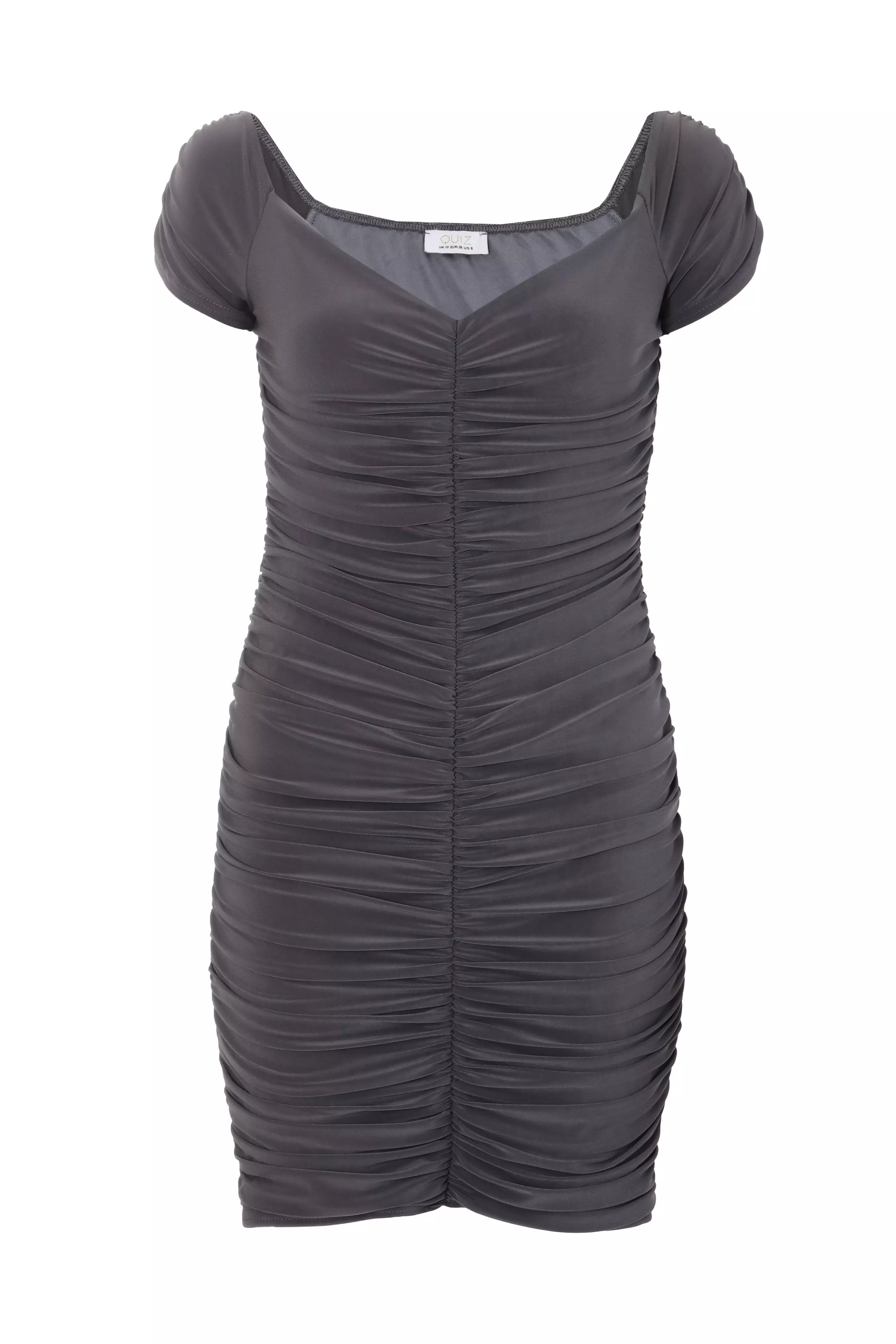 Grey Ruched Bodycon Mini Dress