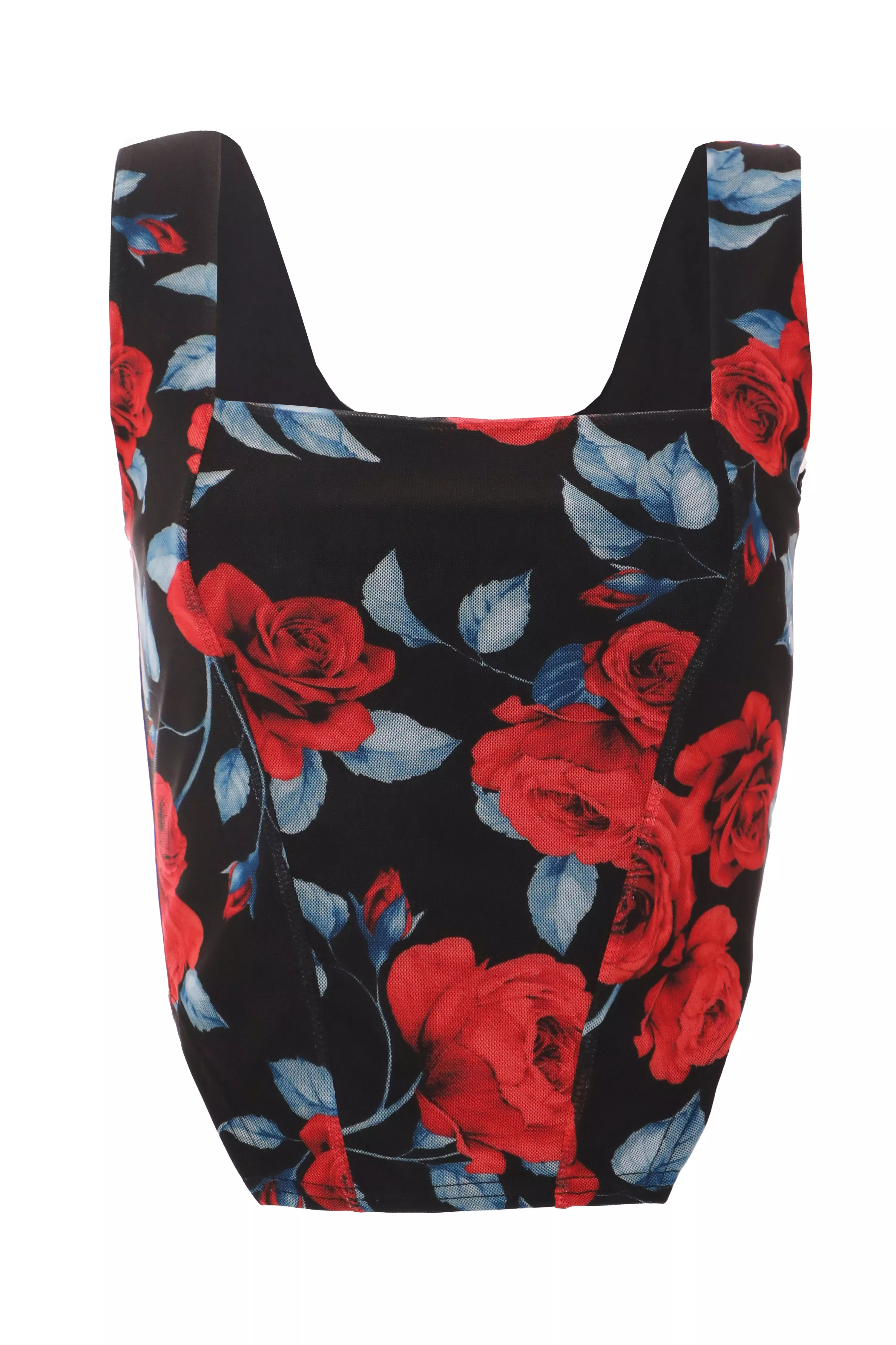 Red Floral Corset Top