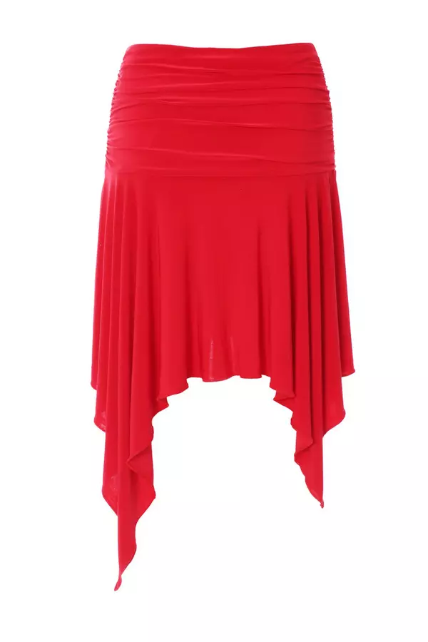 Red Ruffle Hem Mini Skirt