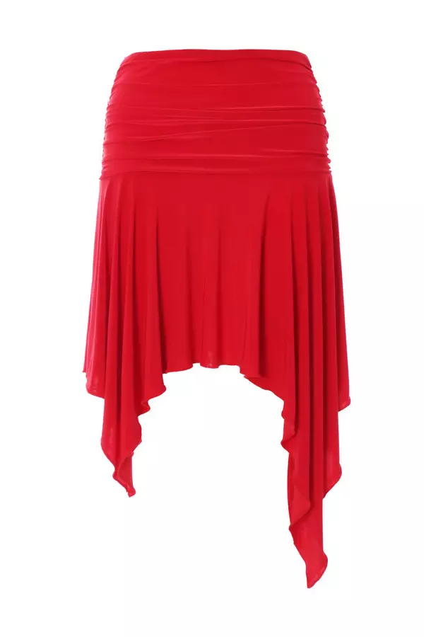 Red Ruffle Hem Mini Skirt