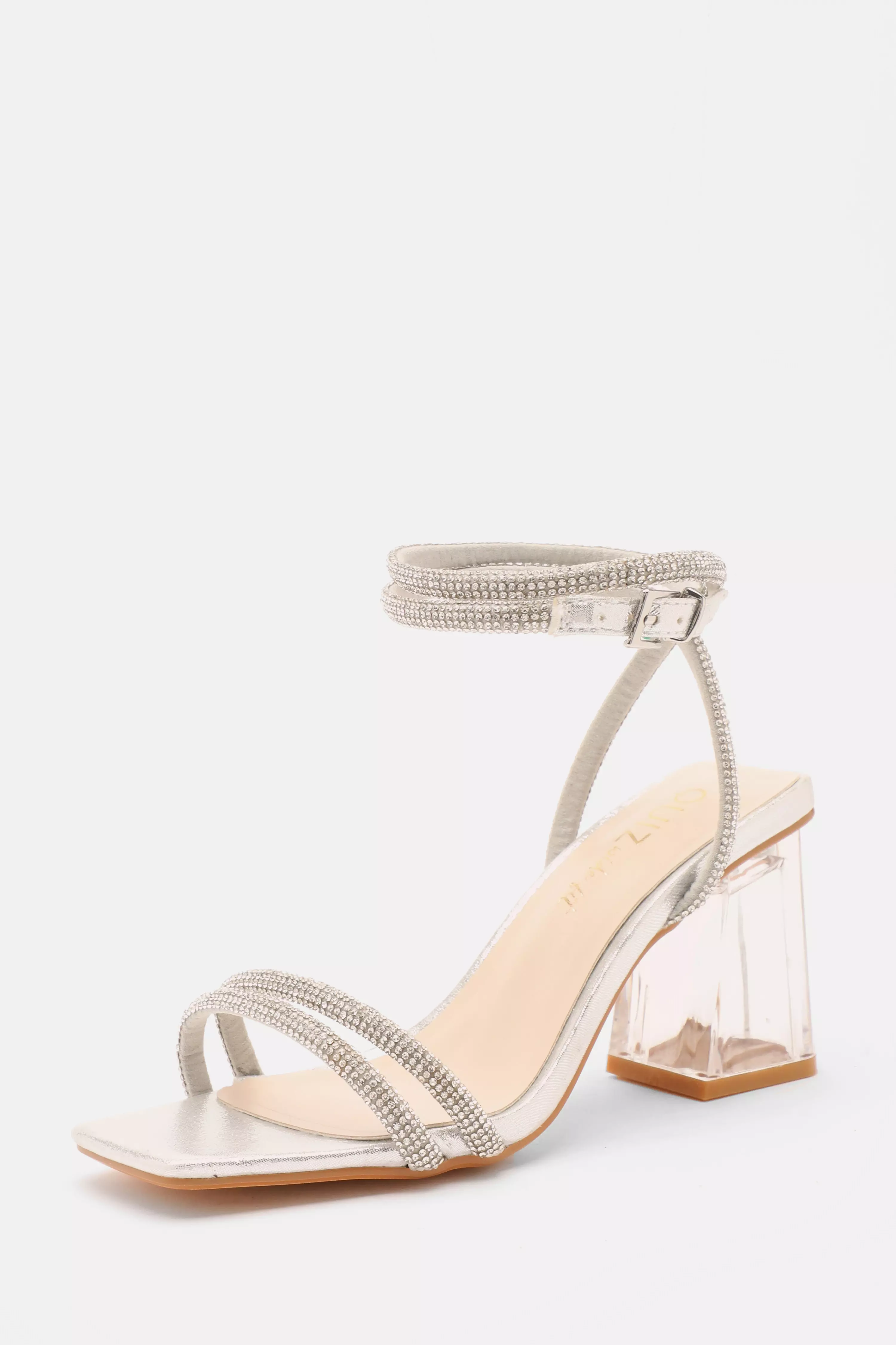 Wide Width Triple Strap Block Heel Sandals