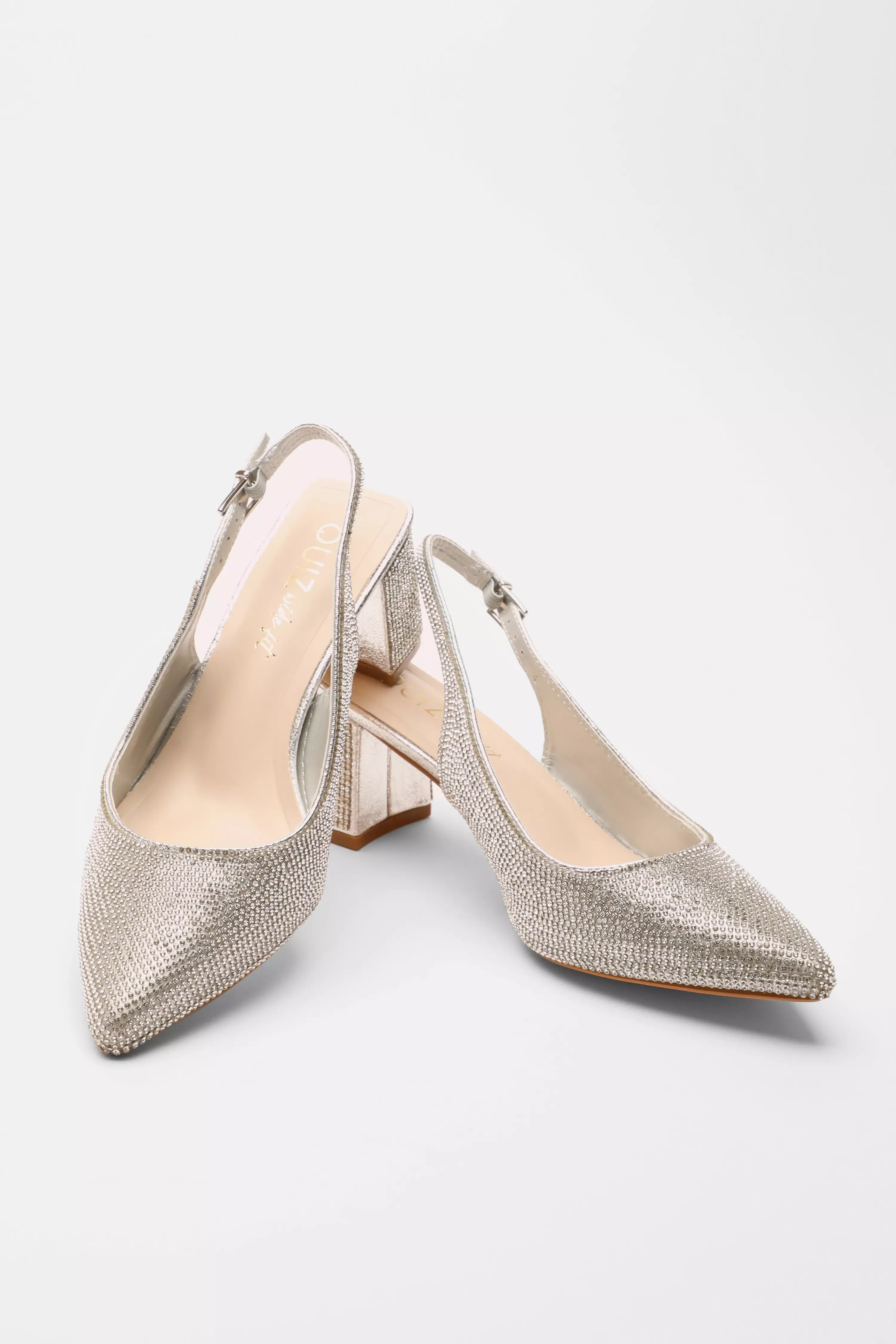 Quiz wide fit silver hot sale shoes