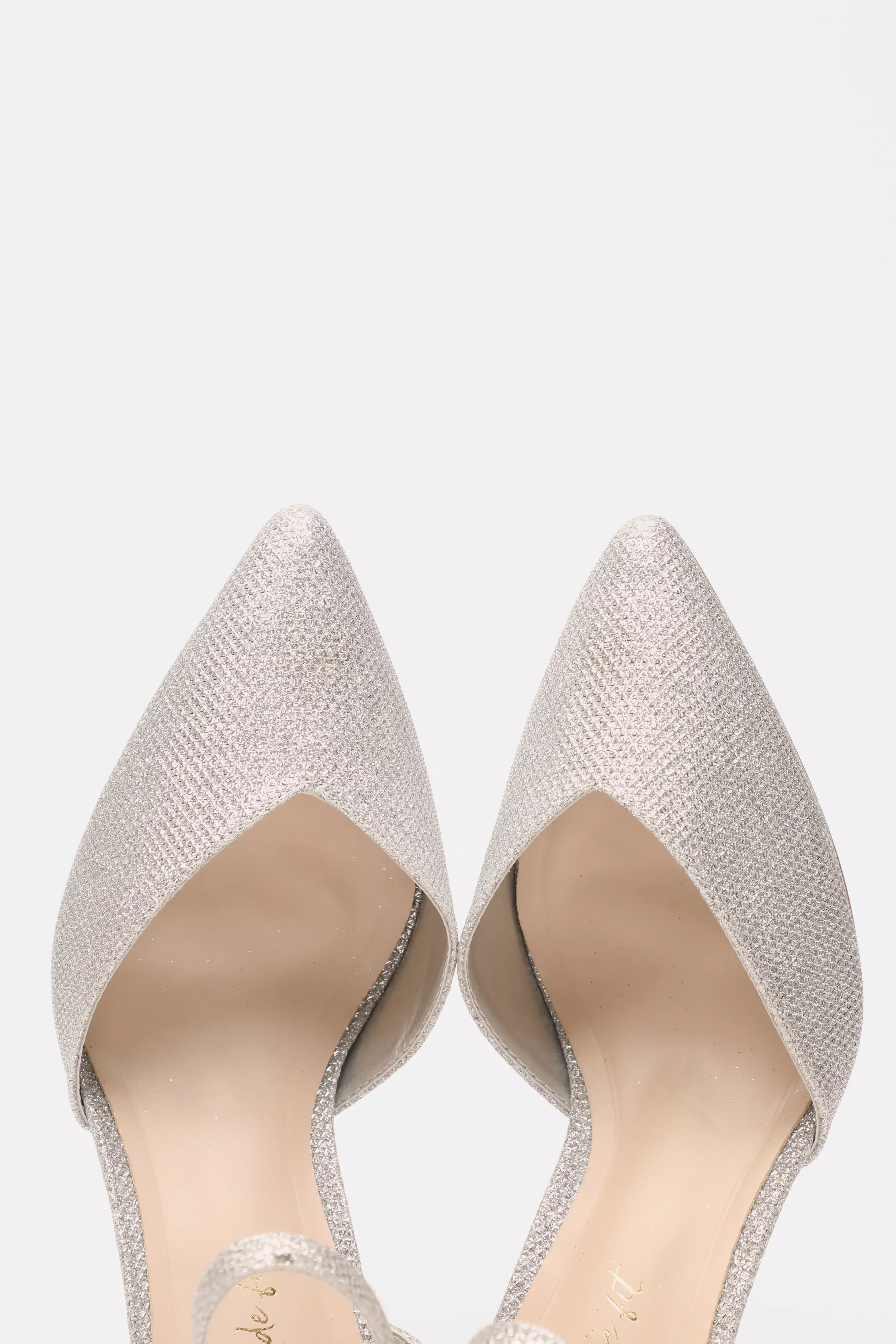 Wide Fit Silver Shimmer Court Heels