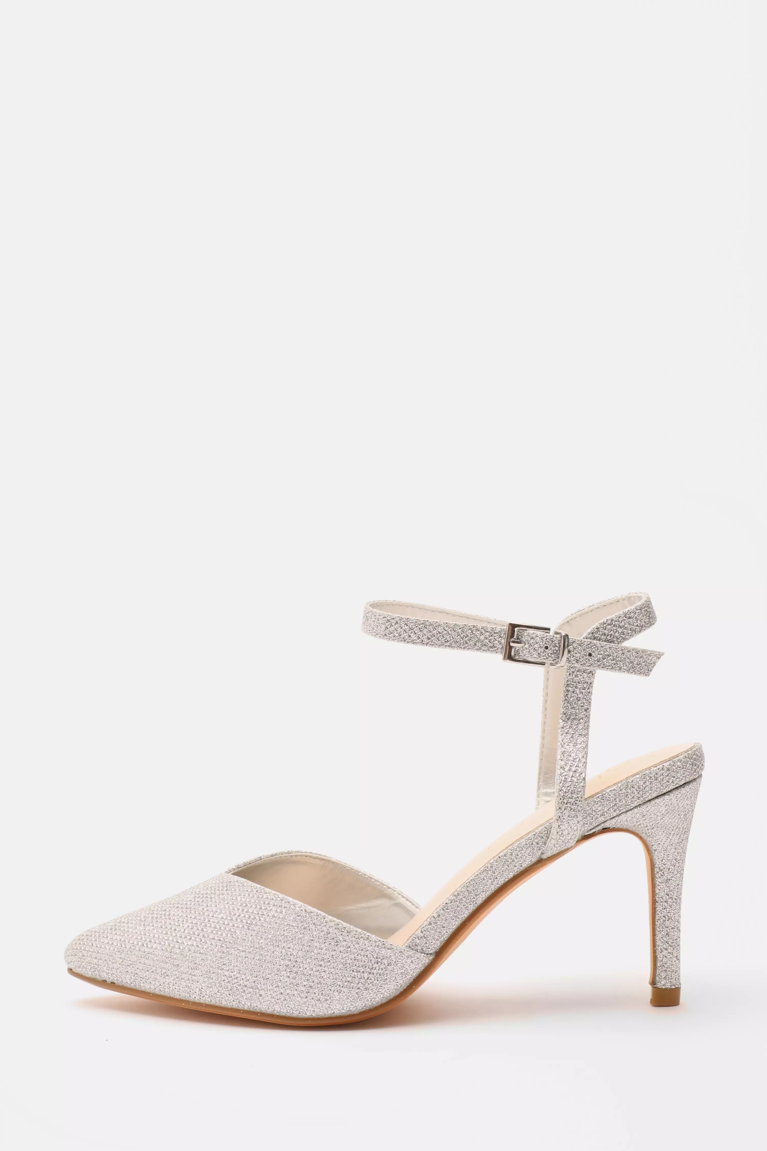 Wide Fit Silver Shimmer Court Heels