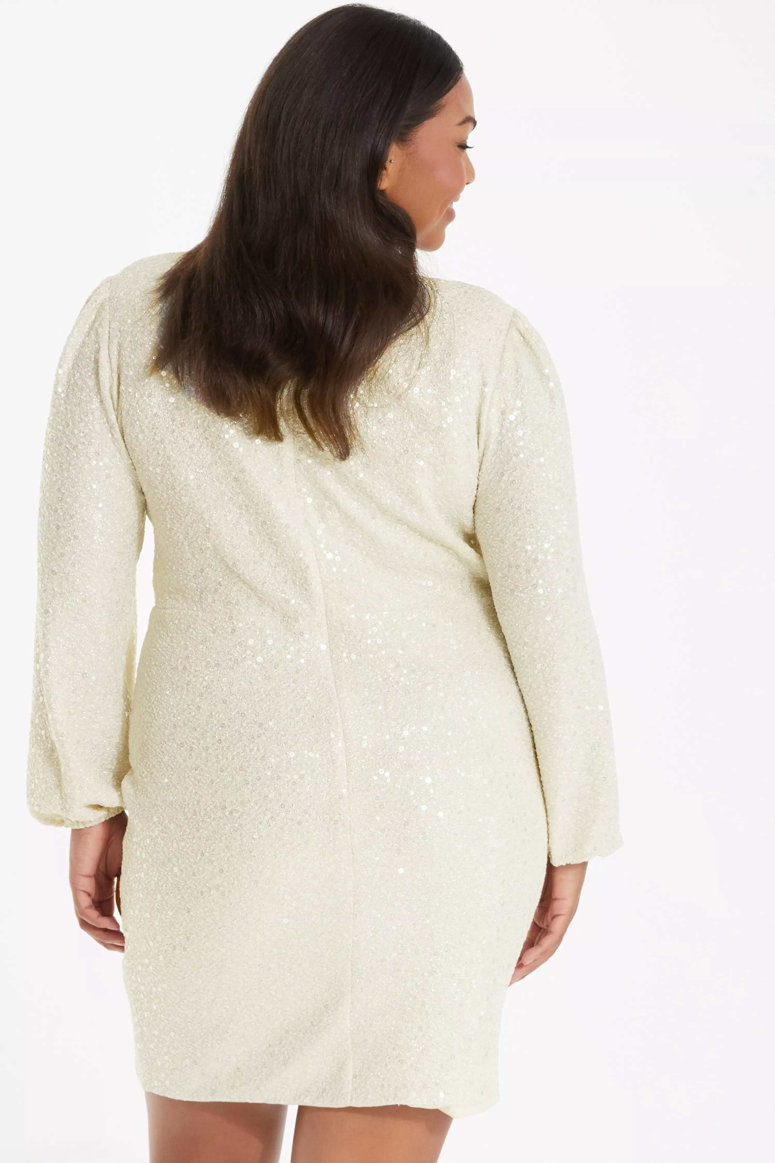 Curve White Sequin Mini Dress