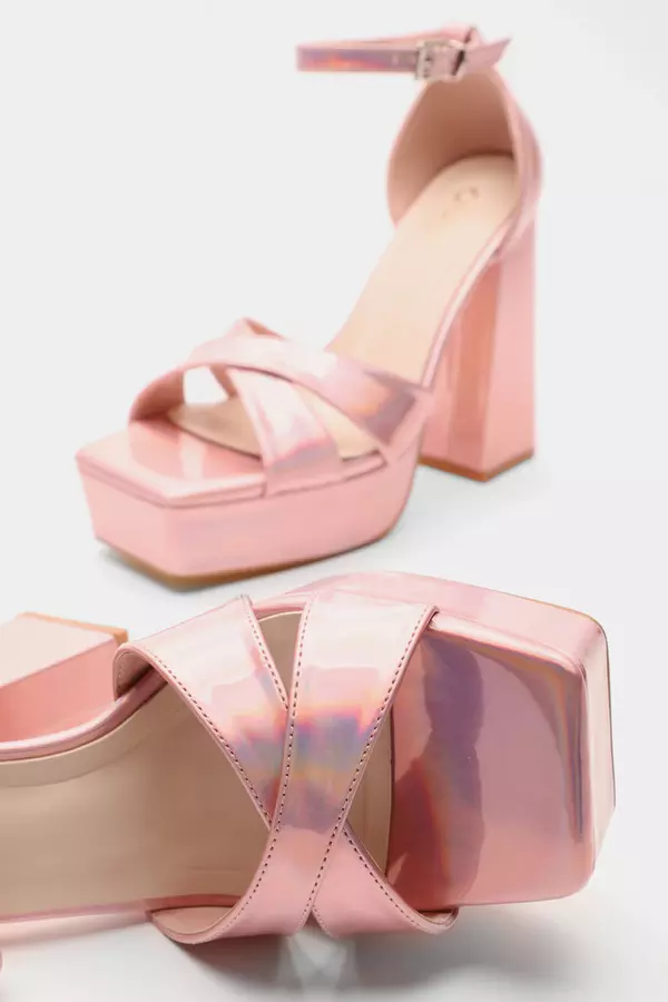 Pink Mirrored Platform Heels