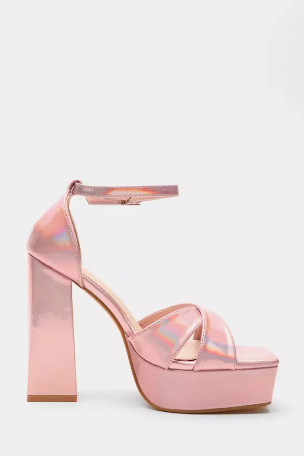 Pink Mirrored Platform Heels