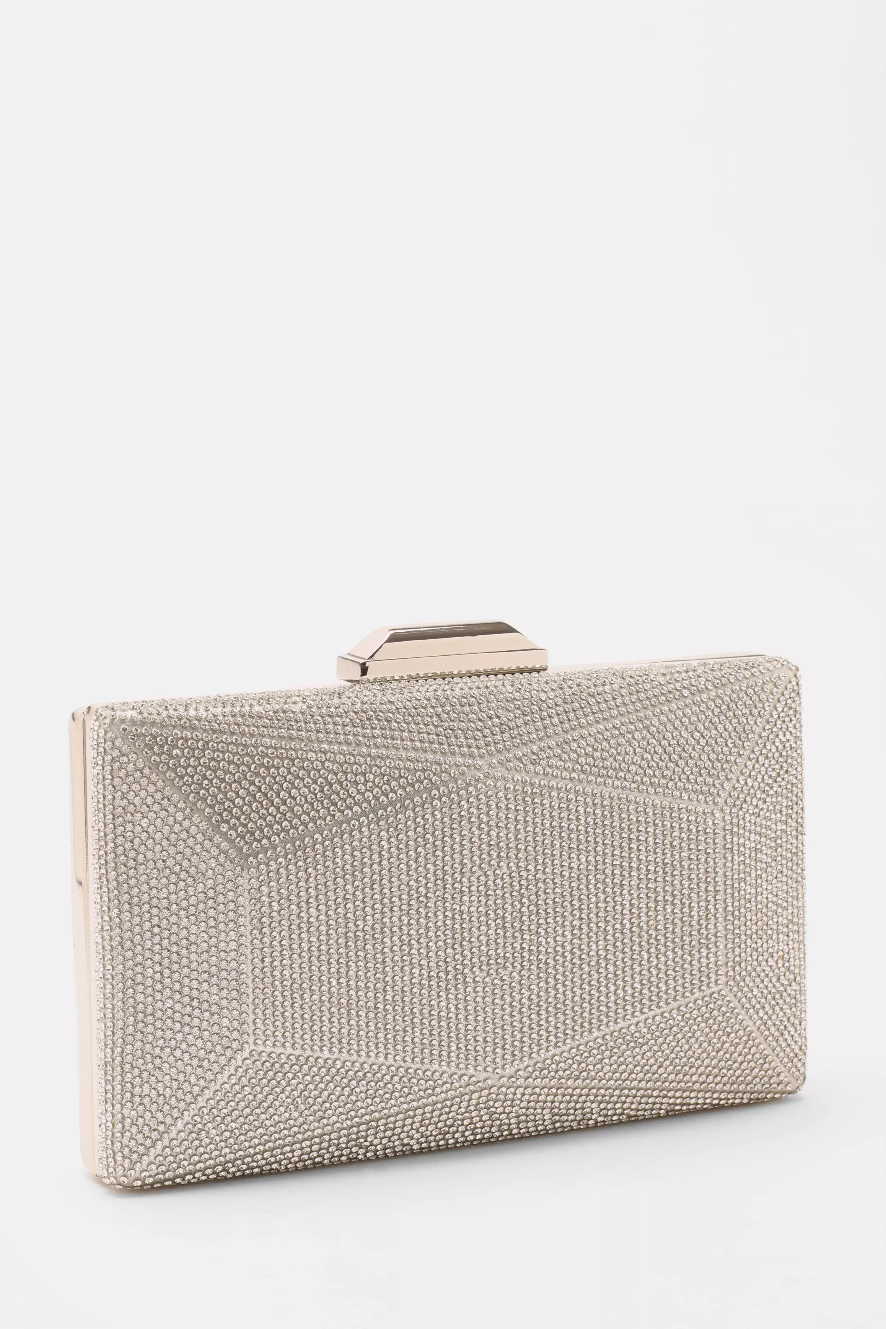 Silver Diamante Geometric Box Bag