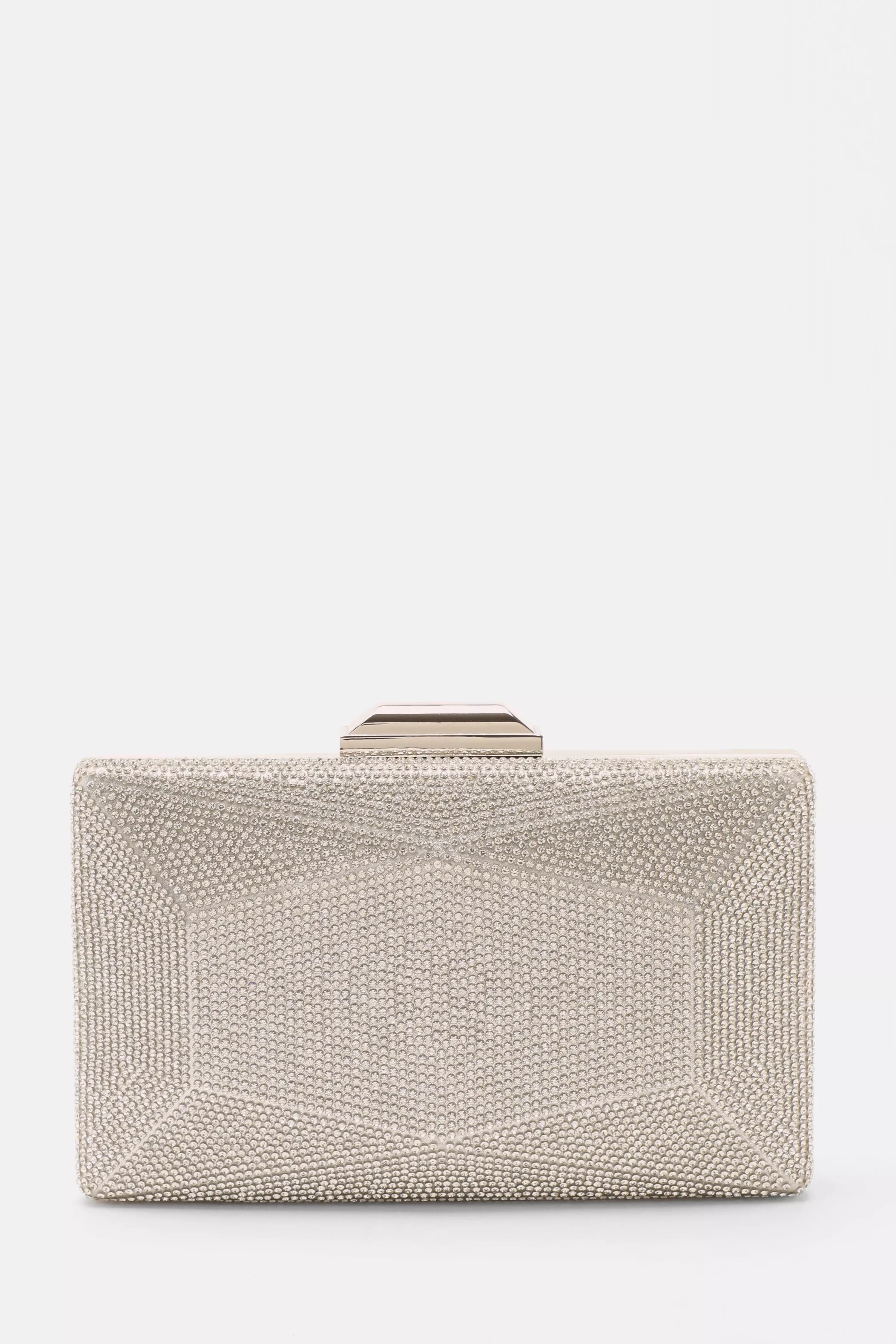 Silver Diamante Geometric Box Bag