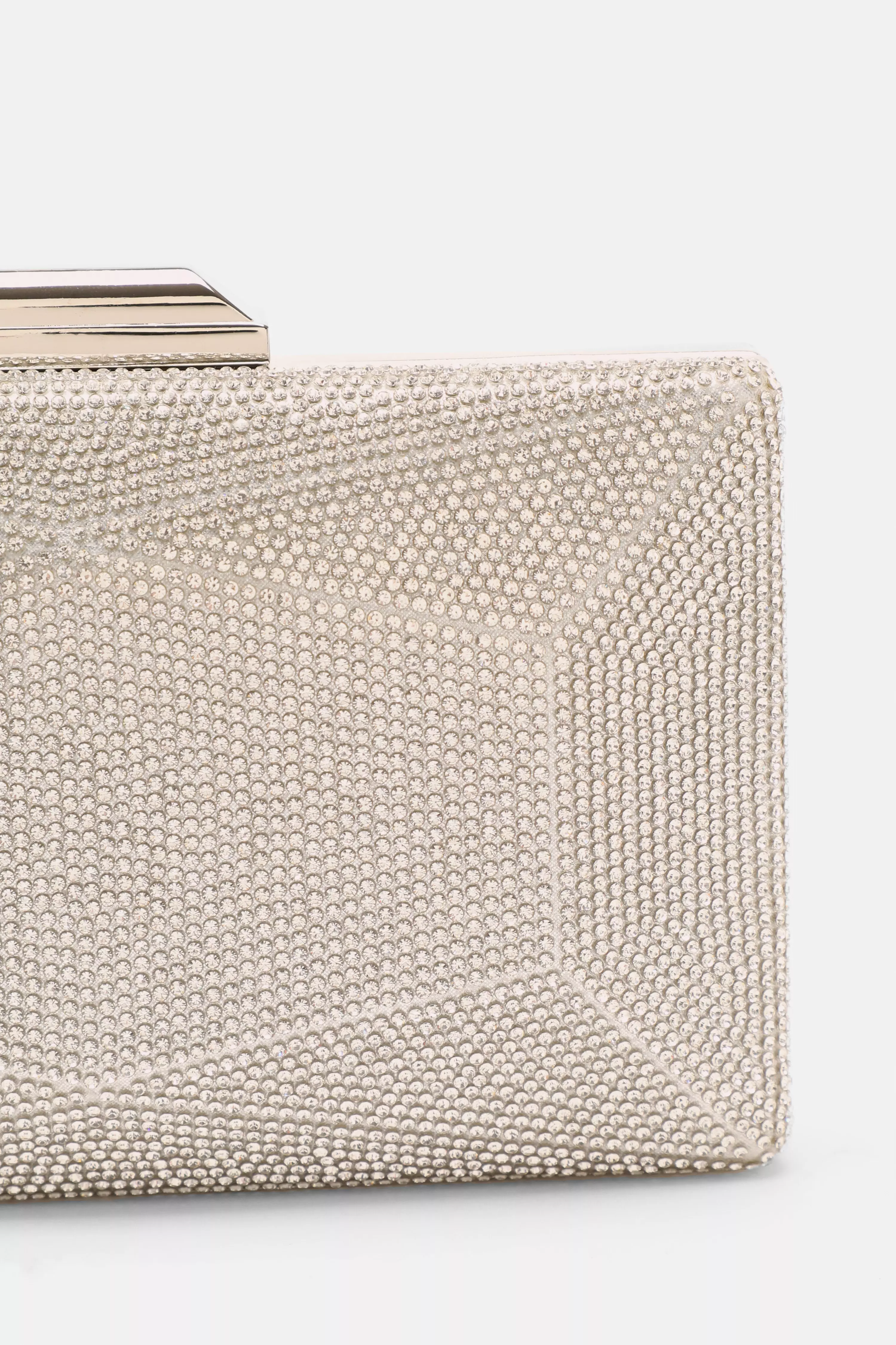 Silver Diamante Geometric Box Bag