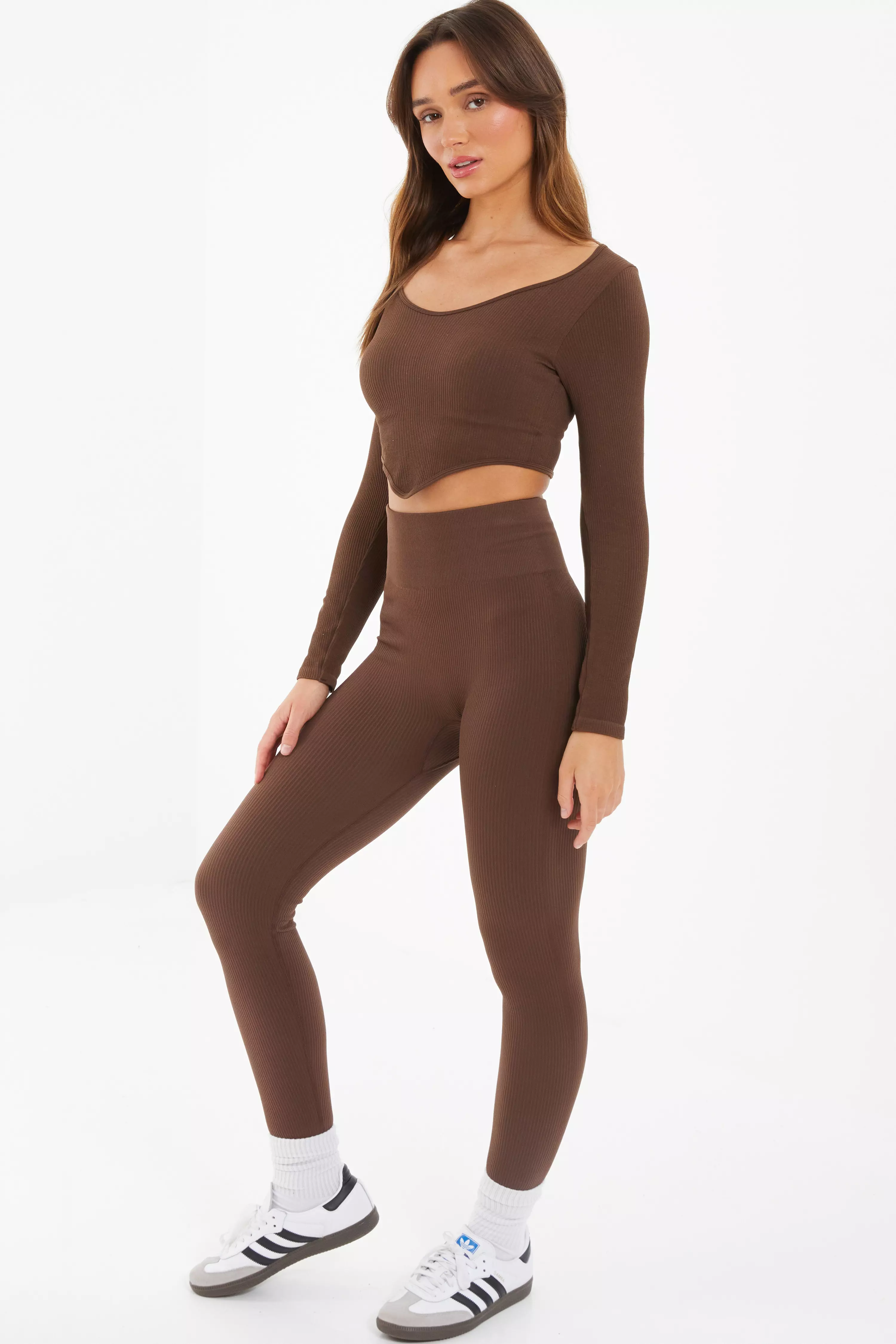 Chocolate Ribbed Crop Top